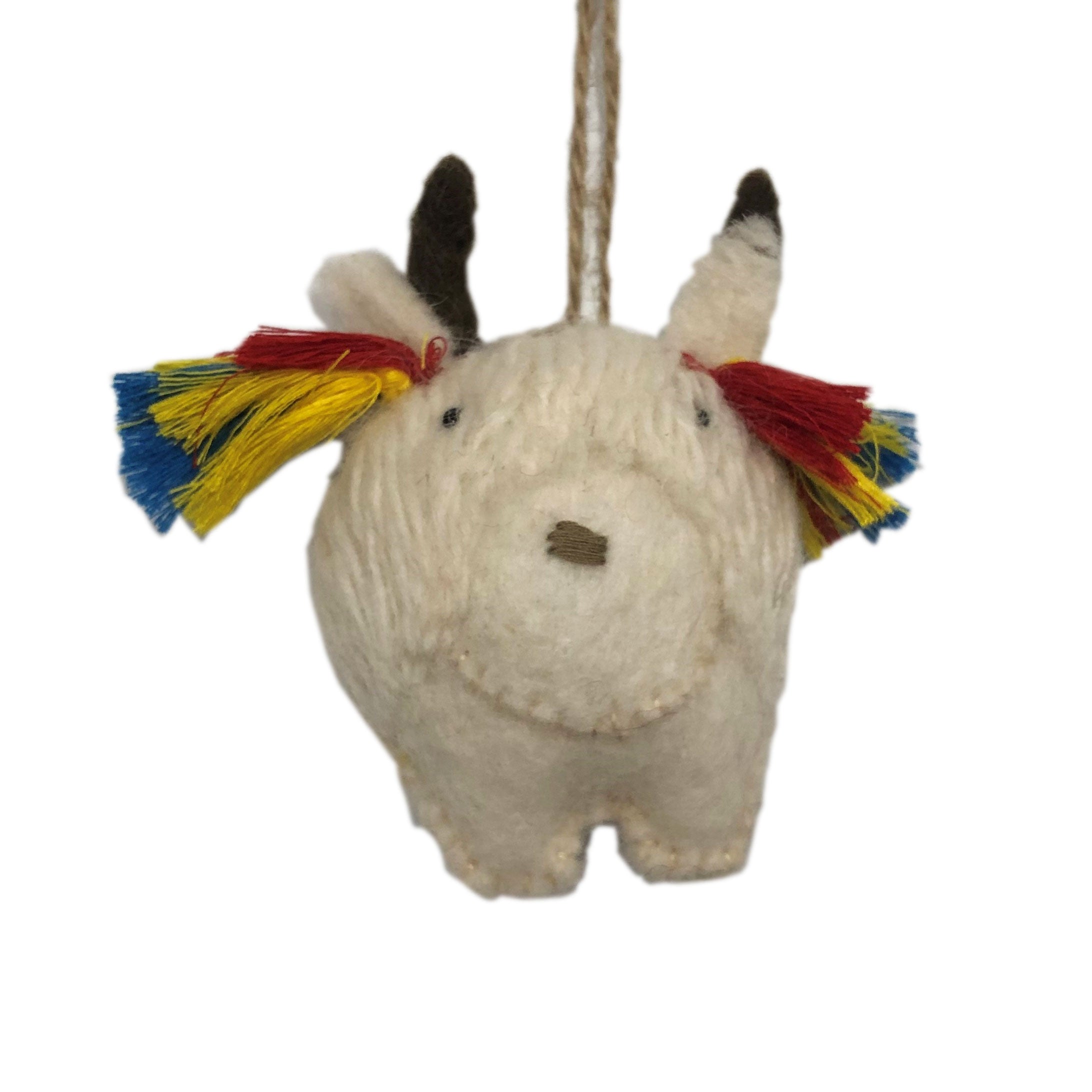 Felt Yak Ornament - Multi White