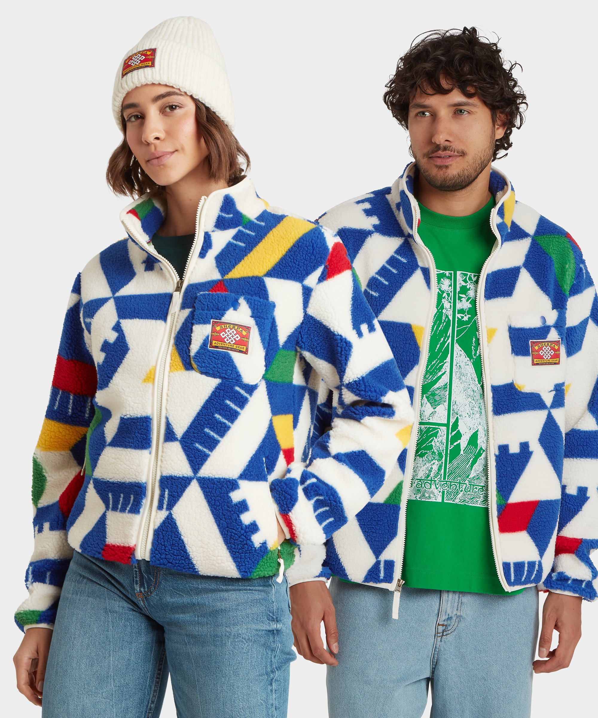 Tarcho Printed Full Zip Fleece  - Peetho Geo Block