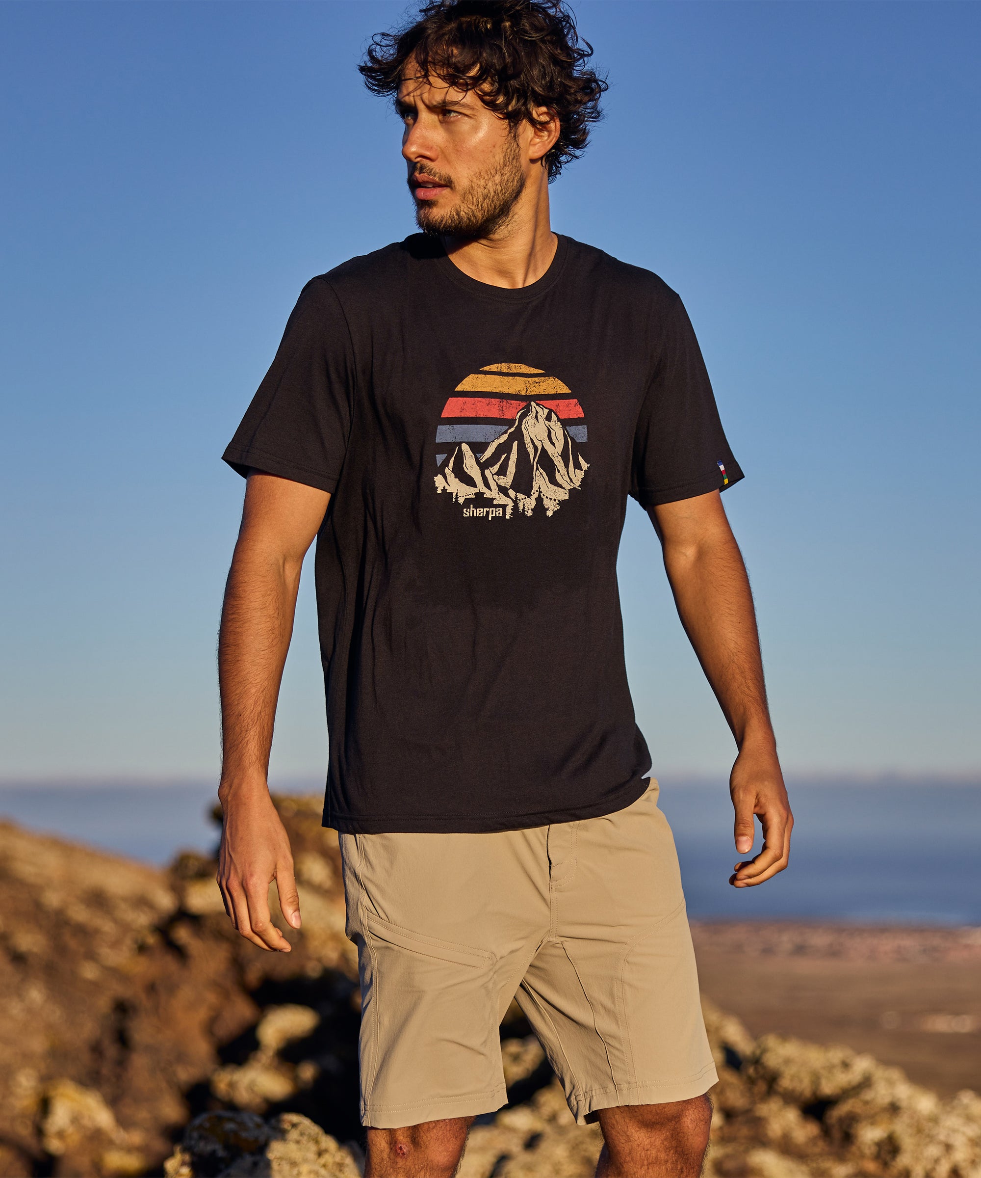 Bali Retro Sunset T-Shirt - Black