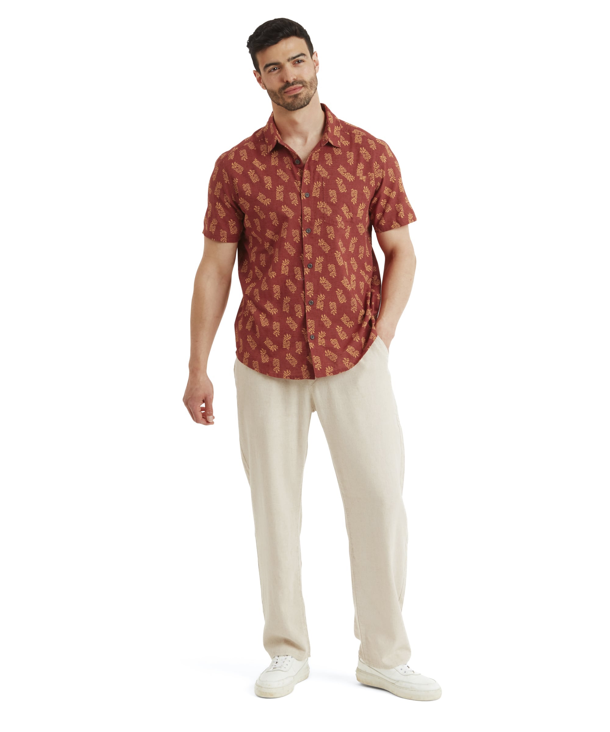 Indi Floral Short Sleeve Shirt - Clay Red