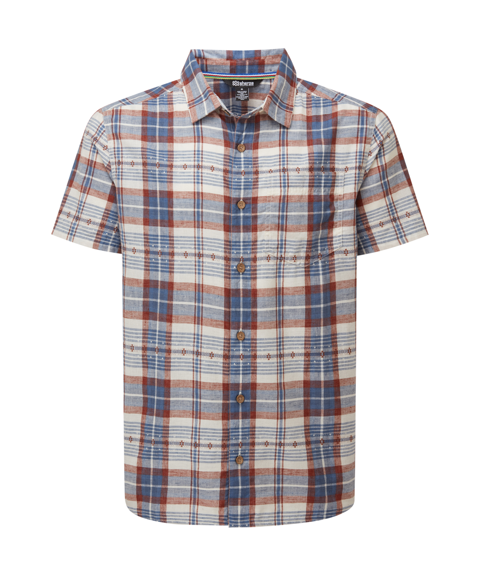 Sherpa Adventure Gear Mens Jampa Plaid Short Sleeve Shirt Cream