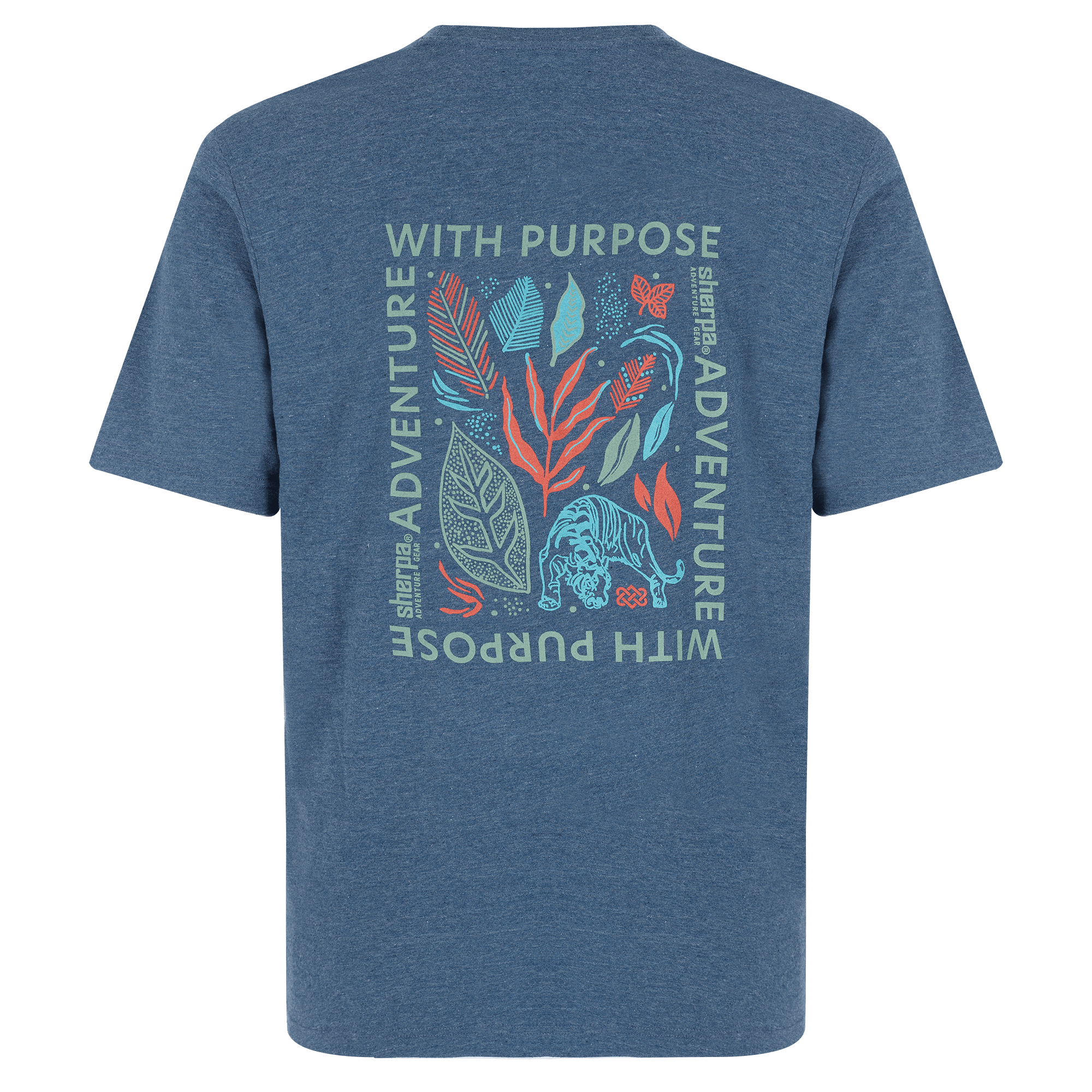 Sherpa Adventure Gear Purpose T-Shirt in Blue from the back