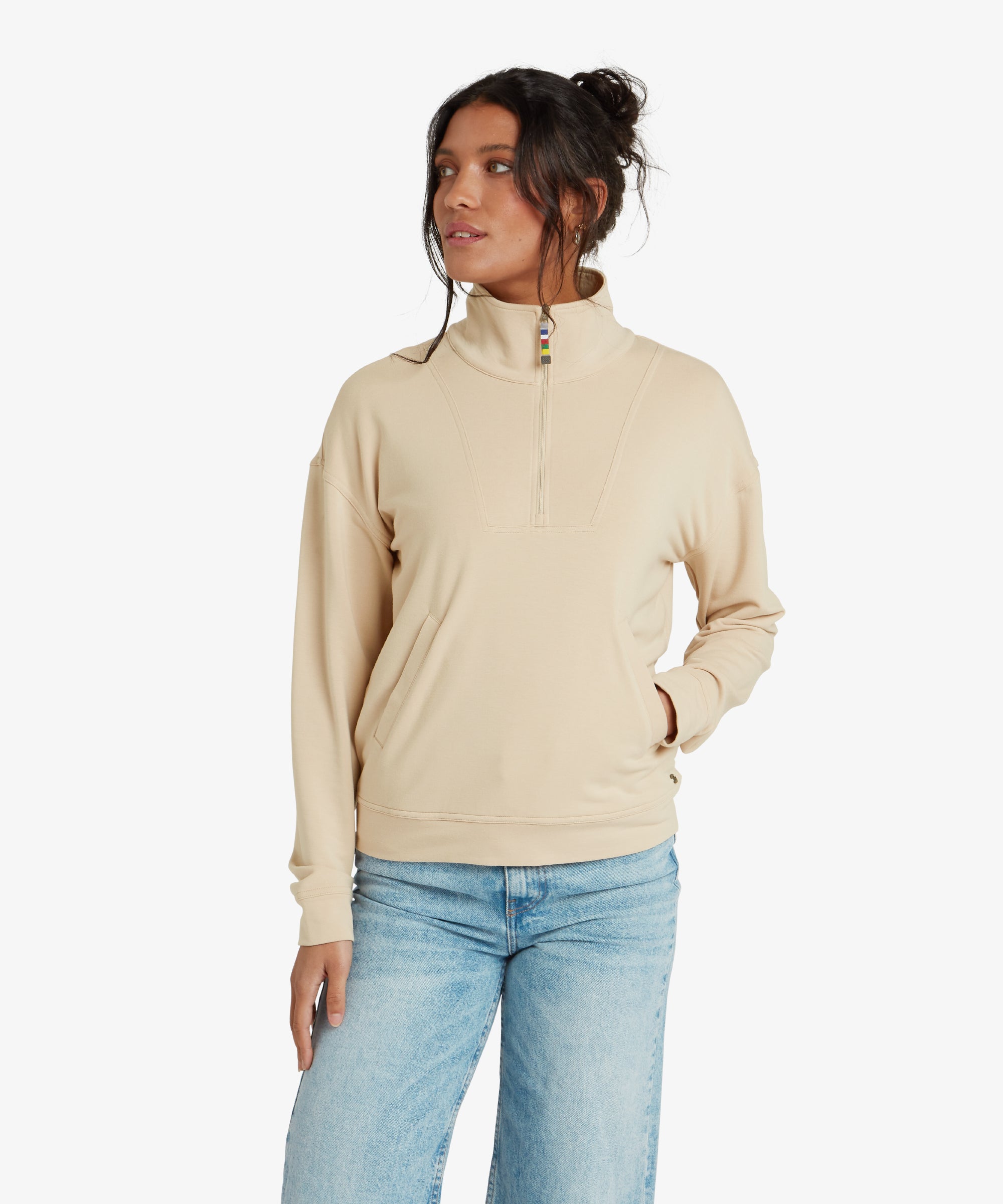 Dhyan Quarter Zip Sweatshirt - Cream