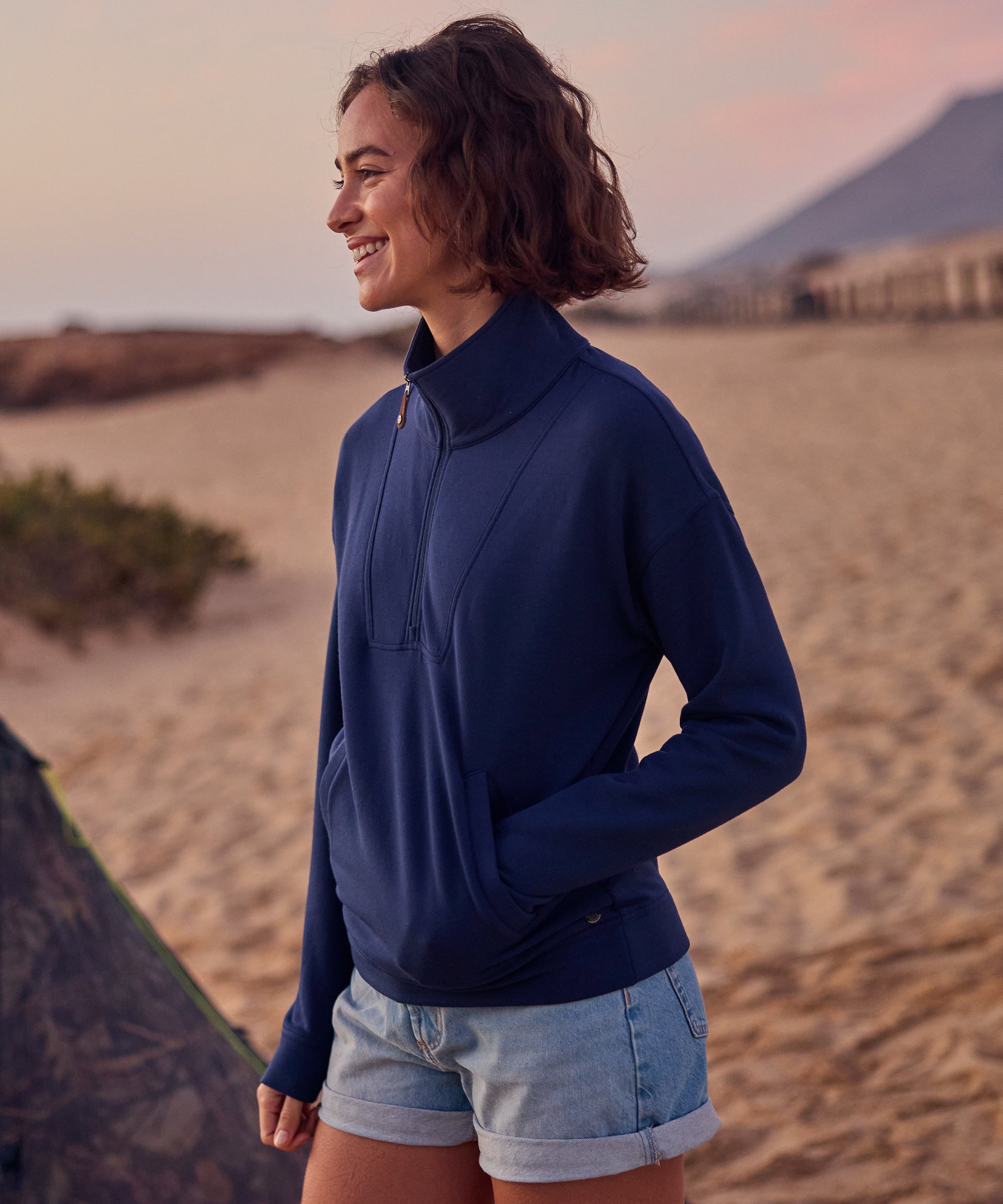Dhyan Quarter Zip Sweatshirt - Rathee Blue