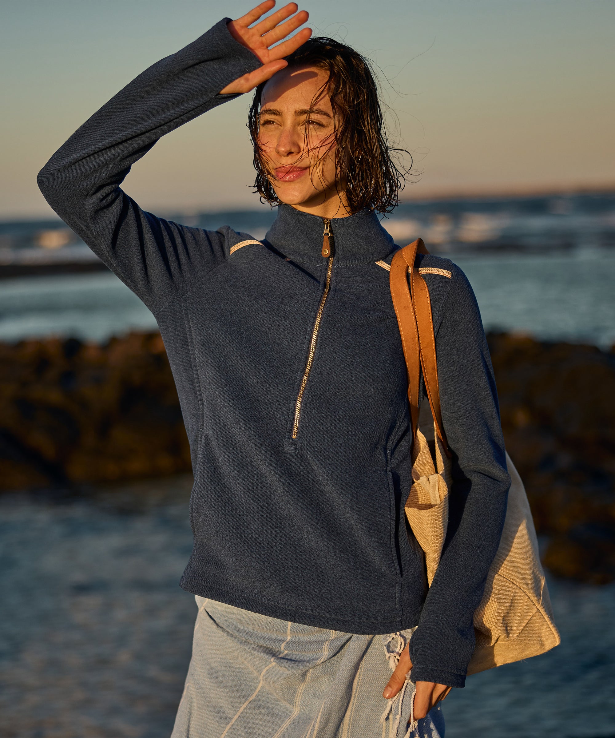 Rolpa Eco Pullover Zip - Rathee Blue