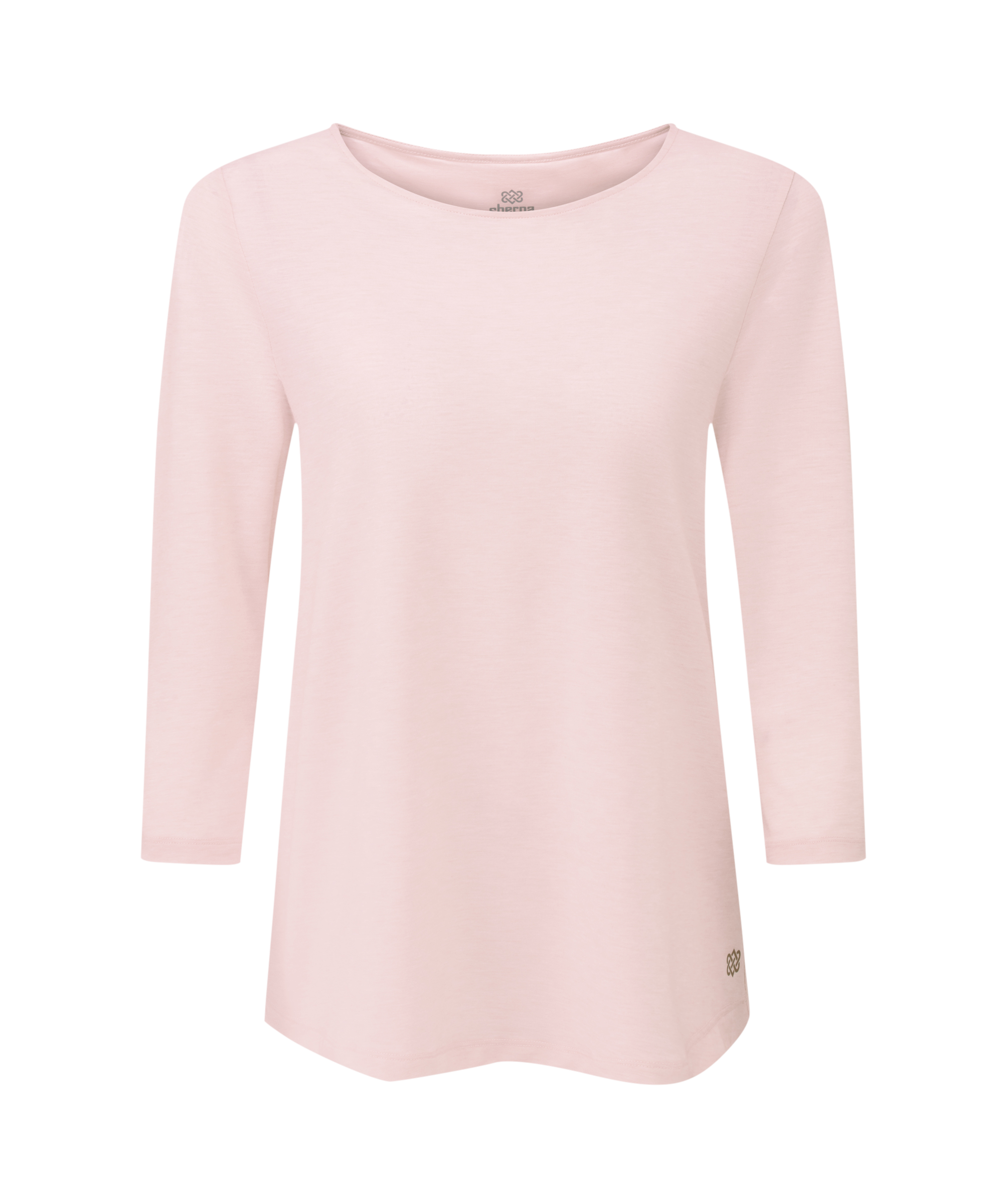 Women's pink long-sleeve top on a white background