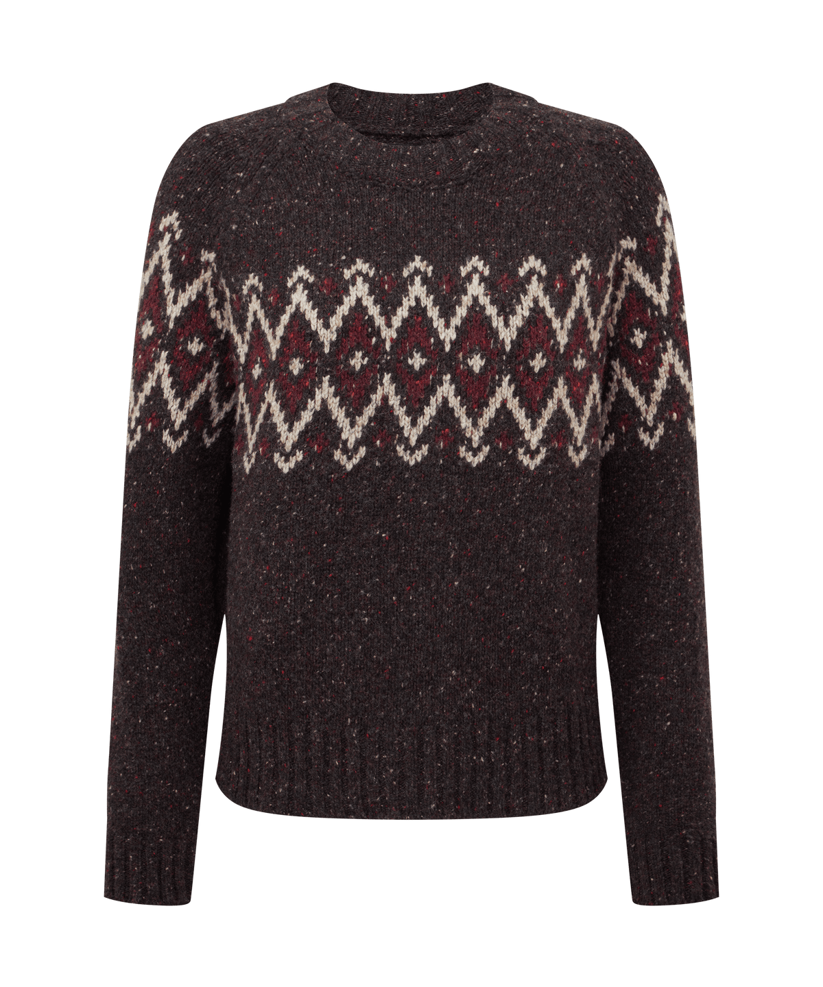 Front view of Sherpa Adventure Gear knit sweater in charcoal black.