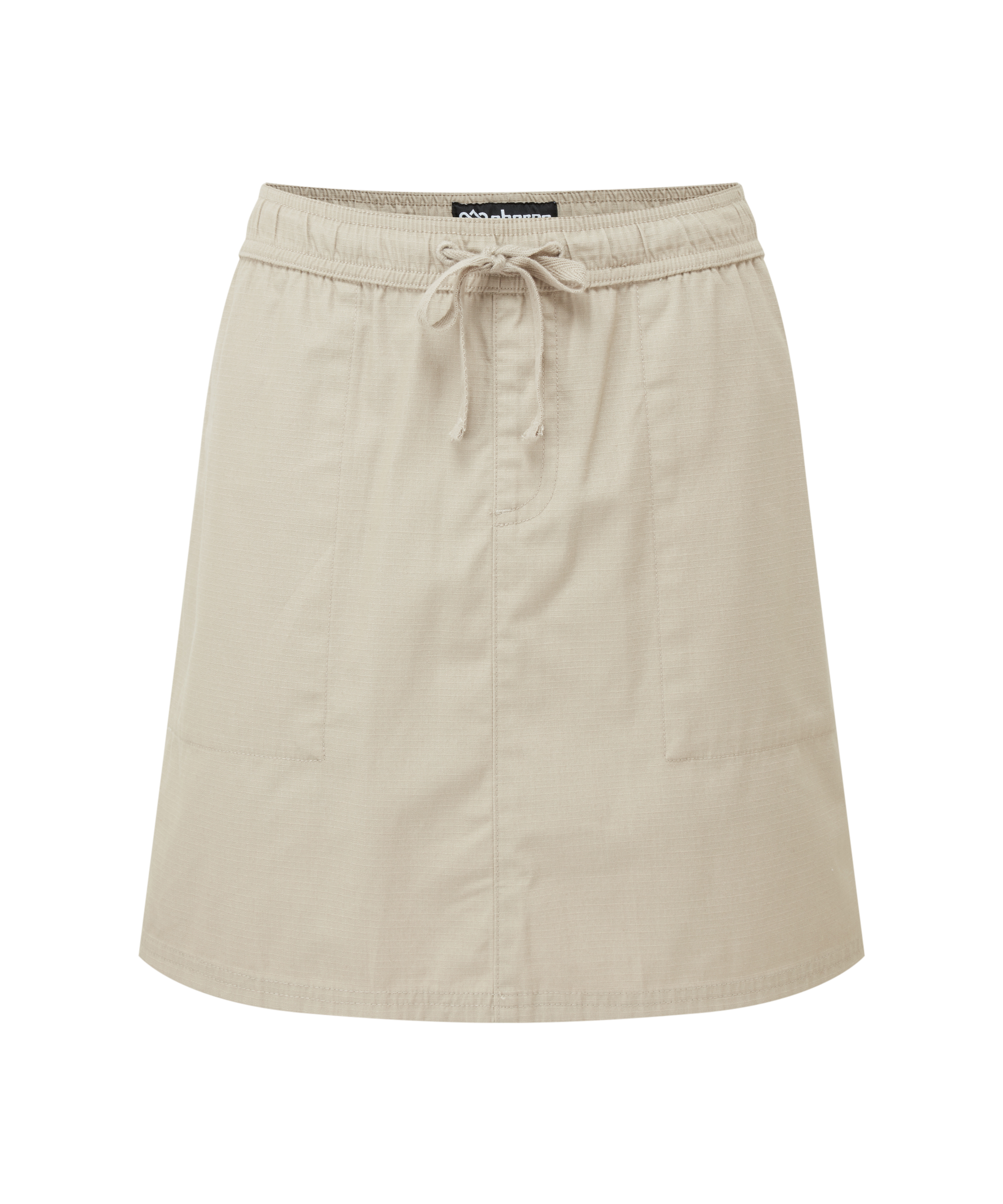 Women's beige skirt with drawstring waist on a white background