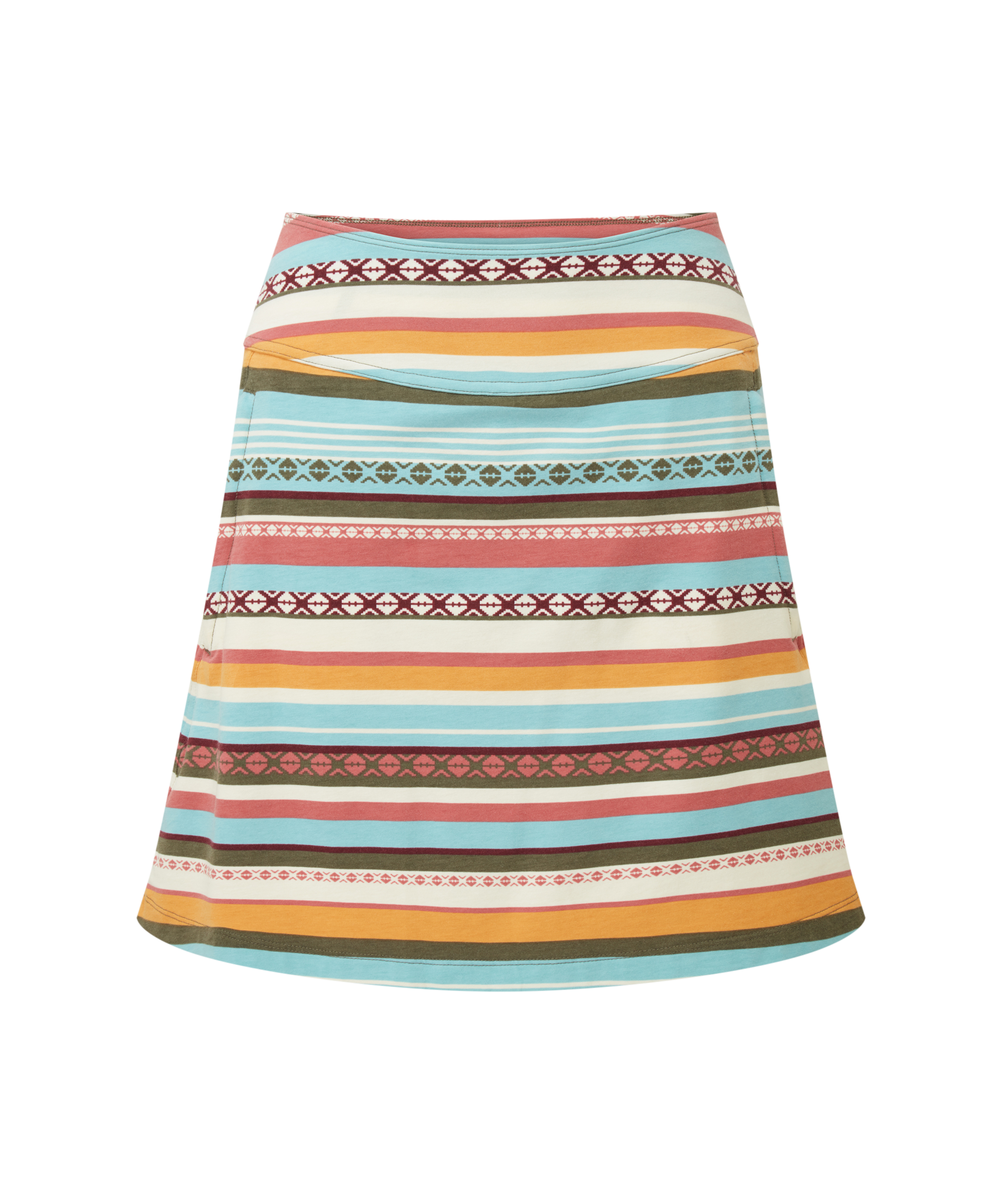 Women's multicolored striped skirt on a white background