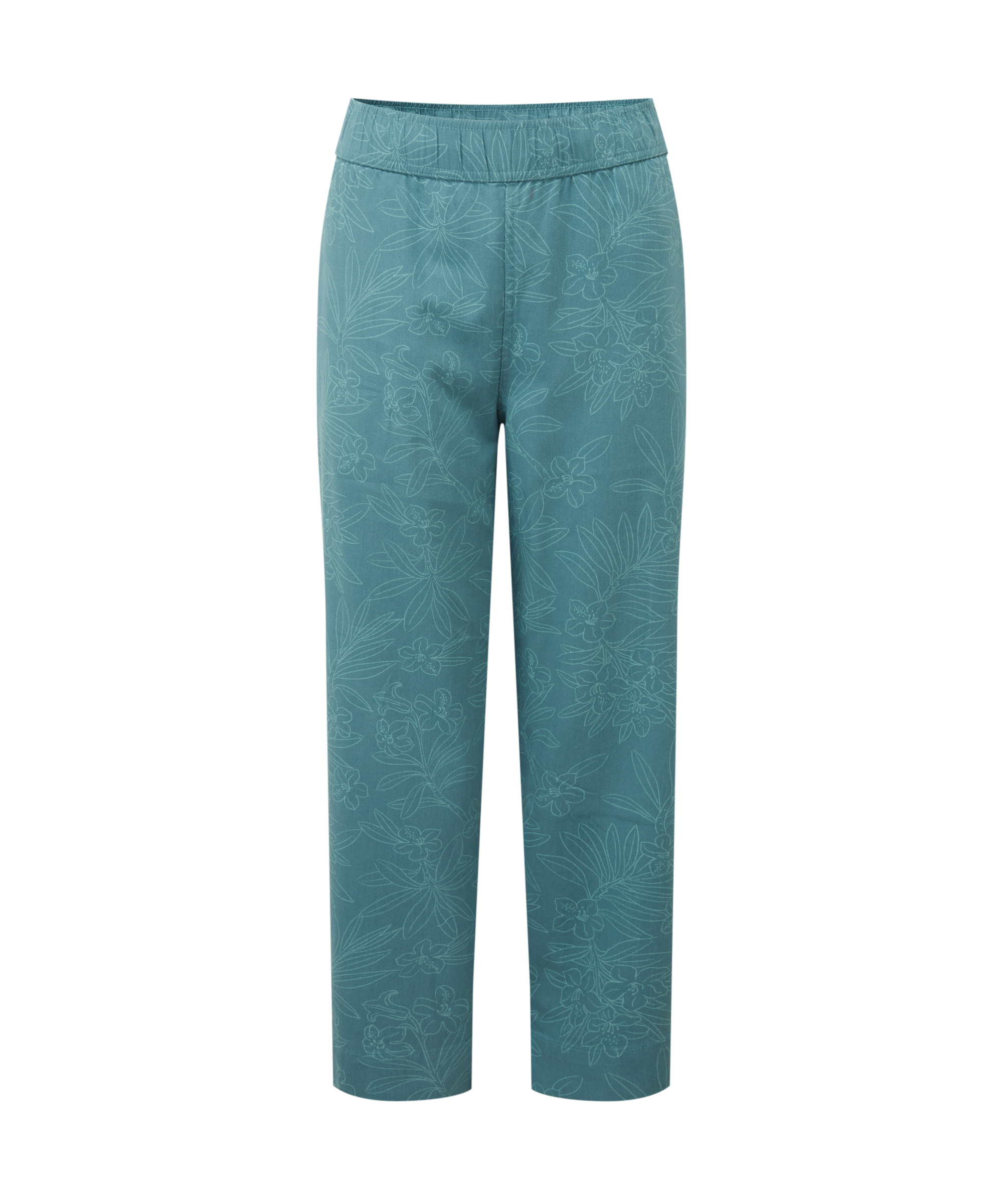 Women's teal pants on a white background