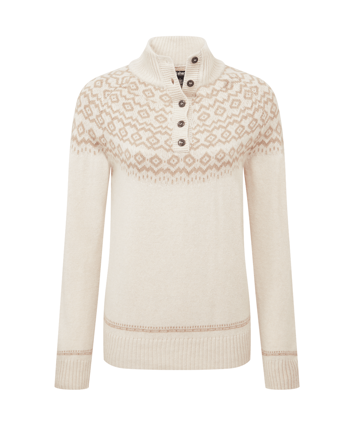 Front view of Sherpa Adventure Gear pullover sweater in warm cream white.