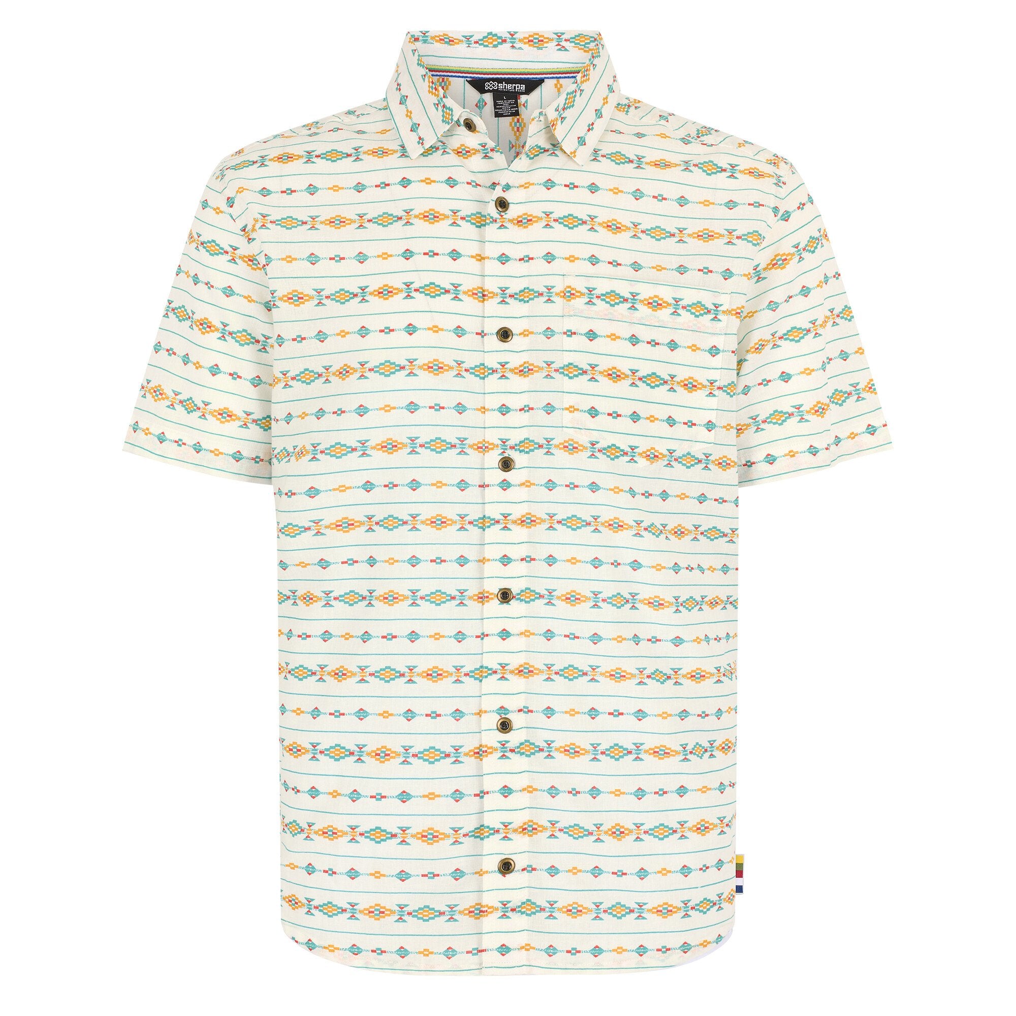 Sherpa Adventure Gear Bagmati Stripe Short Sleeve Shirt in Green