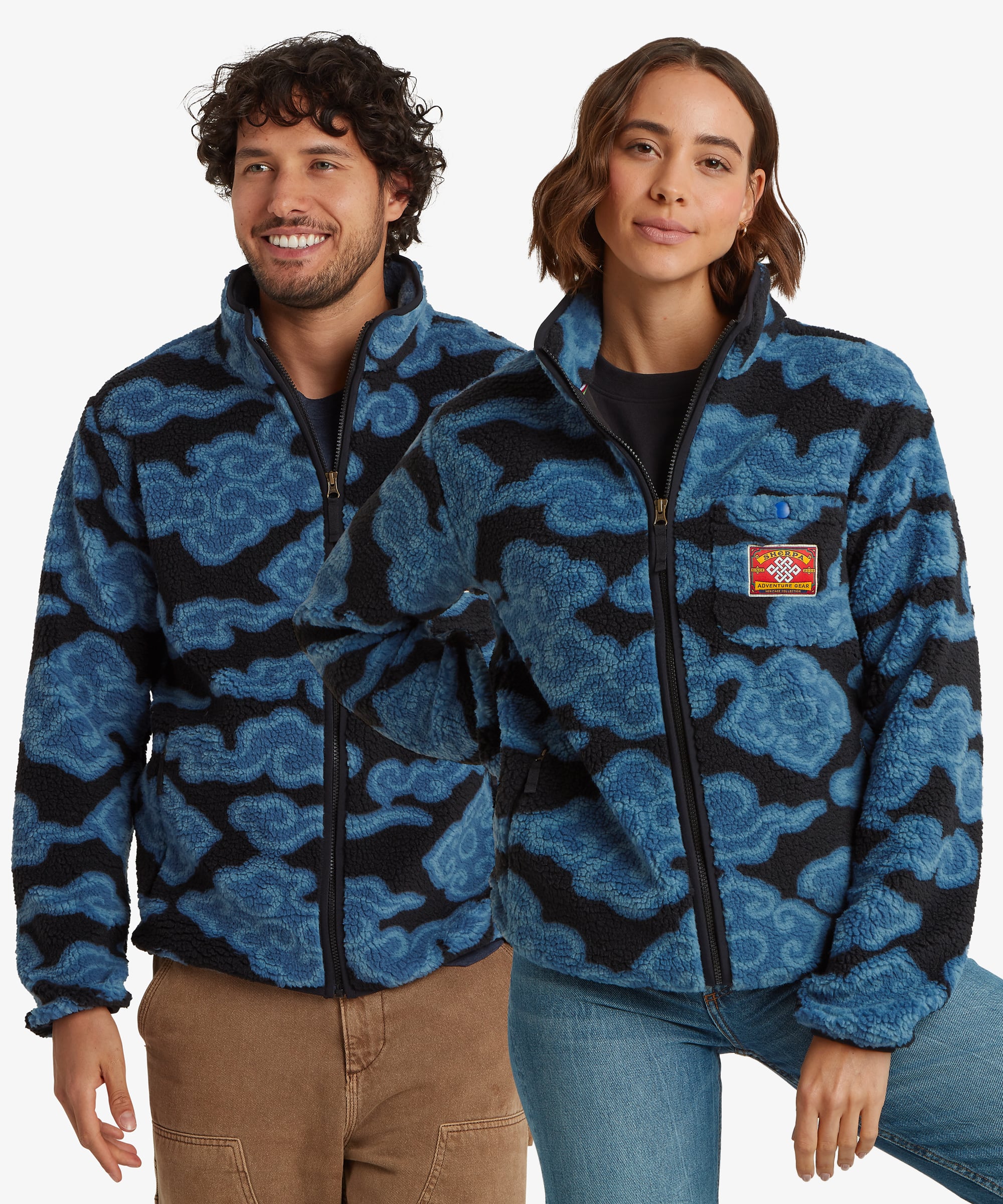 Tarcho Printed Full Zip Fleece  - Black Cloud