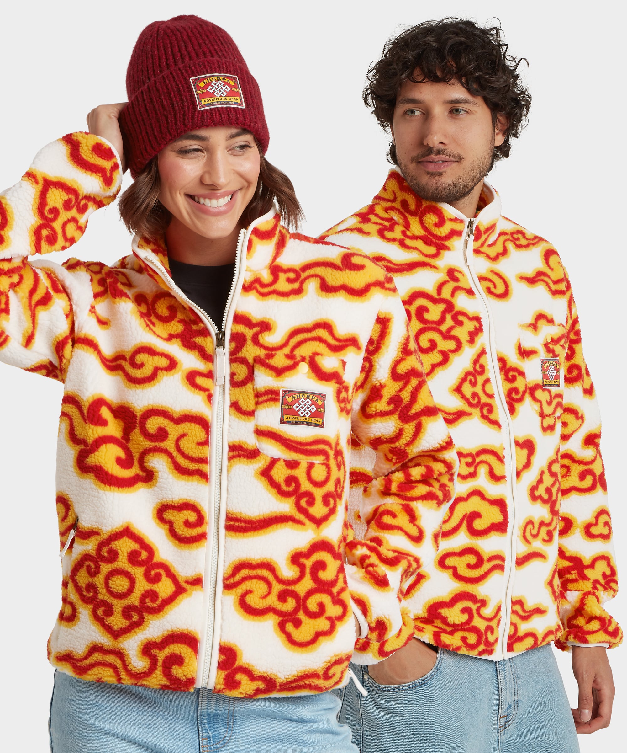 Tarcho Printed Full Zip Fleece  - Peetho Cloud