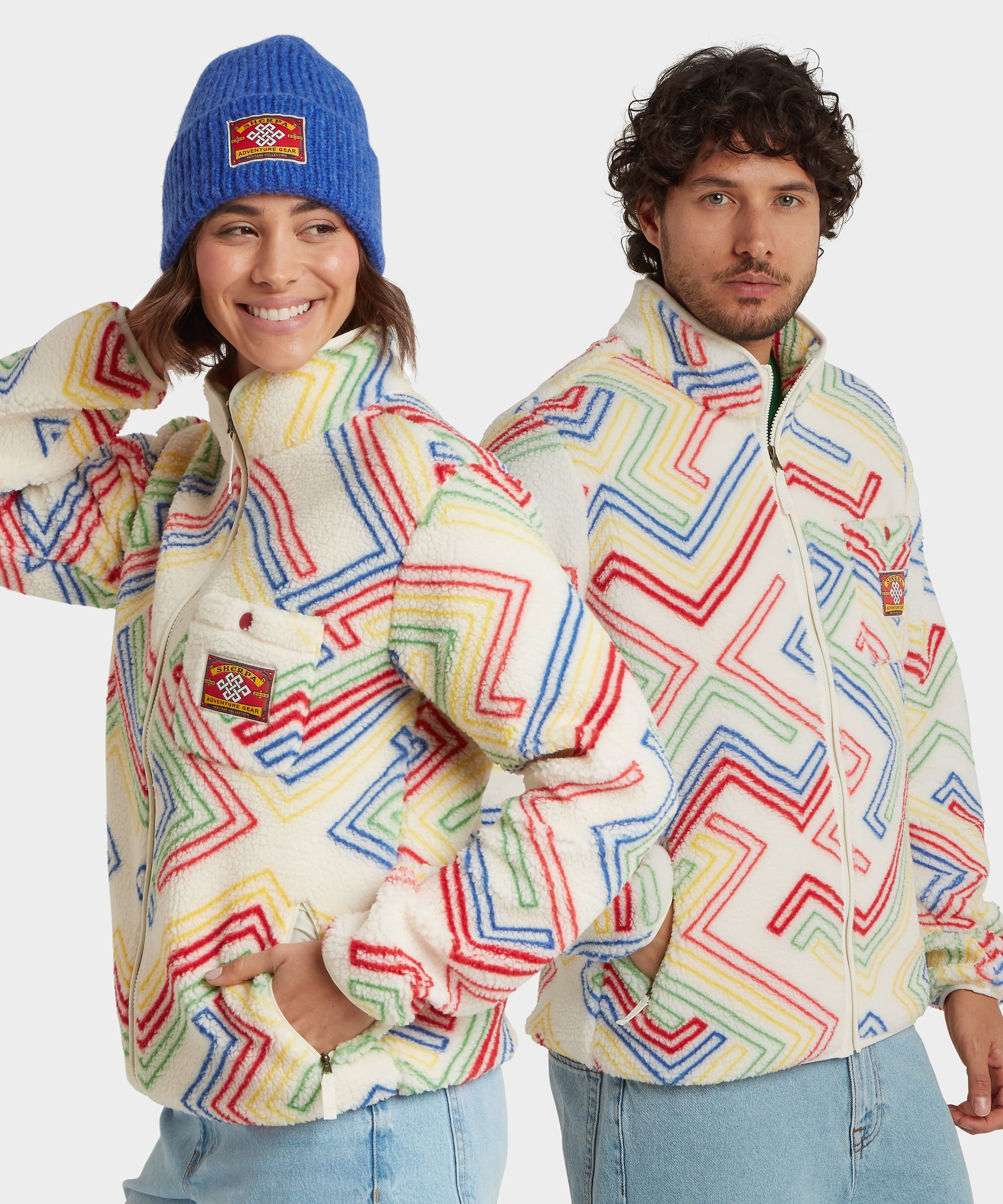Tarcho Printed Full Zip Fleece  - Peetho Geo Stripes