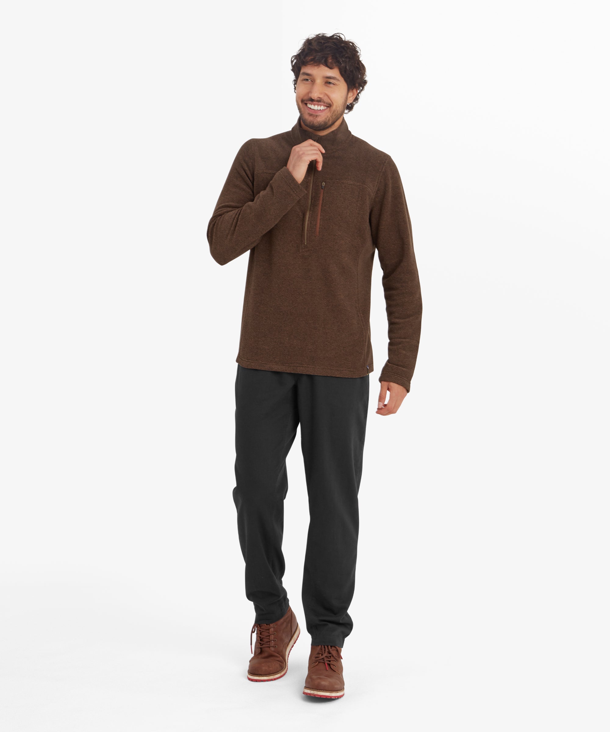 Men's Rolpa Quarter Zip Brown | Sherpa Adventure Gear