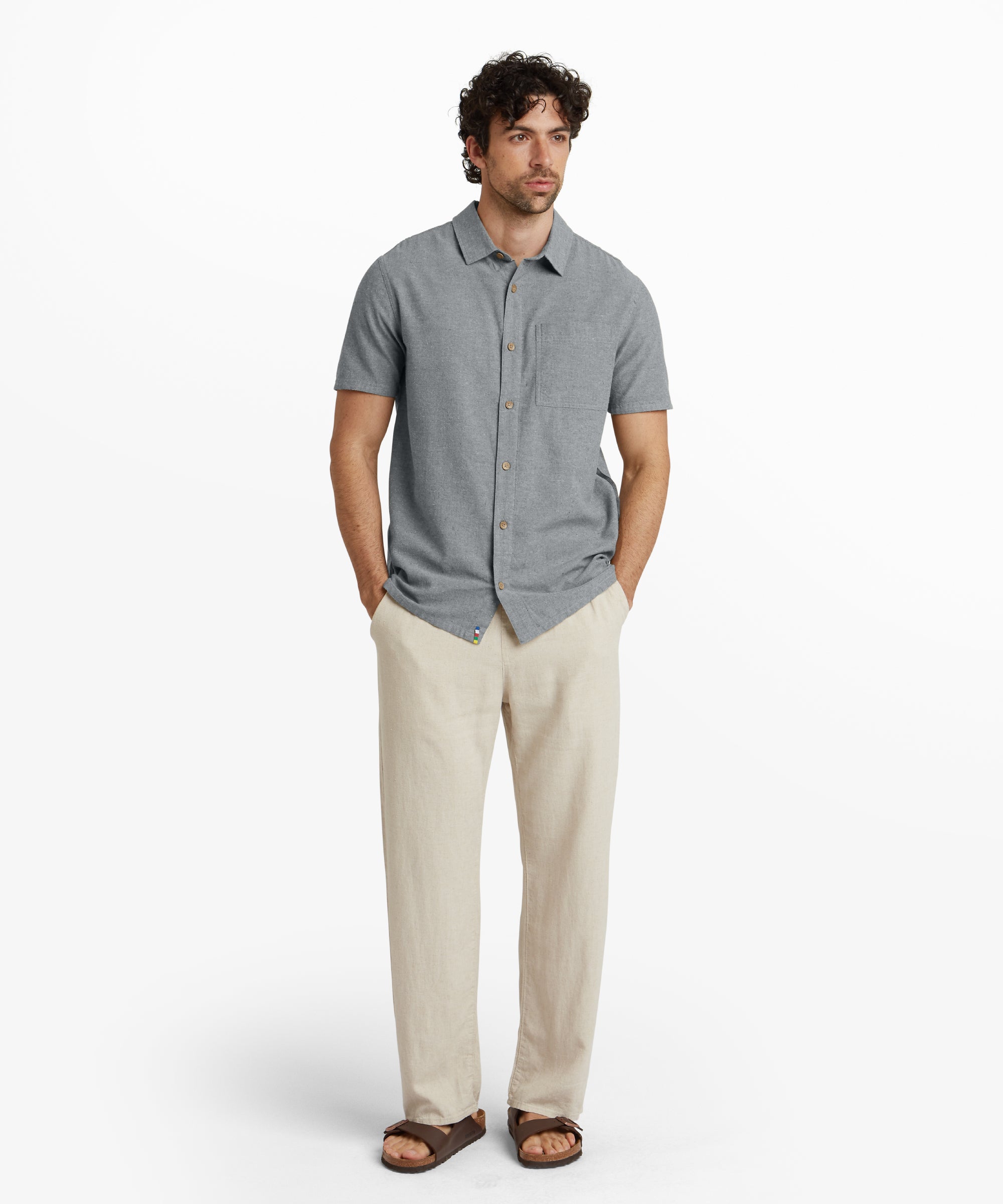 grey dress shirt khaki pants Solid Dobby Shirt