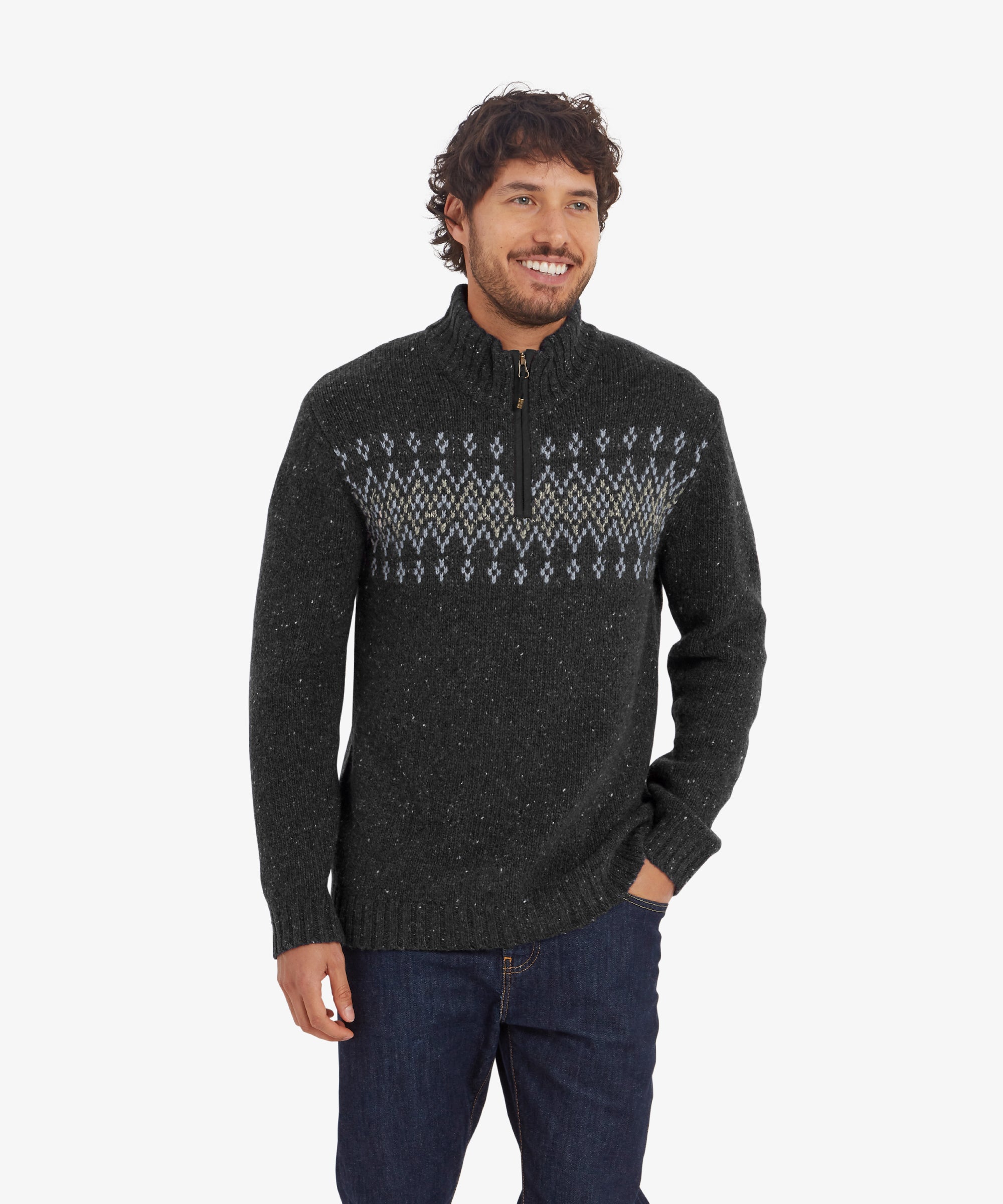 Dumji Pullover mit Viertelreißverschluss - Anthrazit