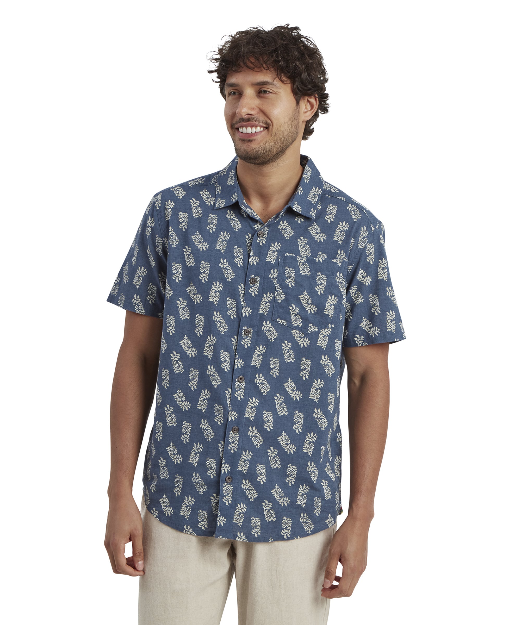 Mens Indi Floral Shortsleeve Shirt Rathee Blue | Sherpa Adventure Gear