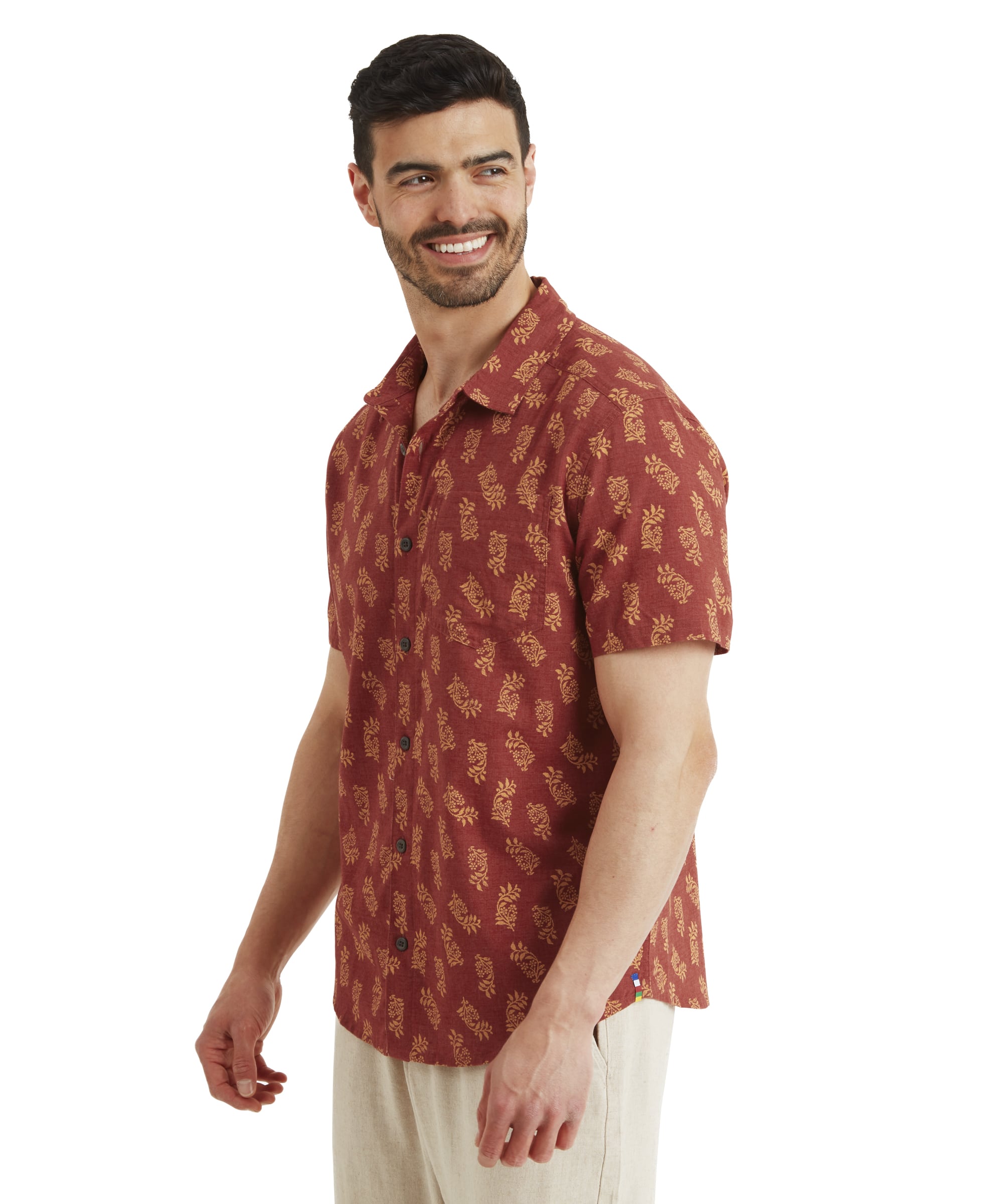 Mens Indi Floral Shortsleeve Shirt Clay Red | Sherpa Adventure Gear