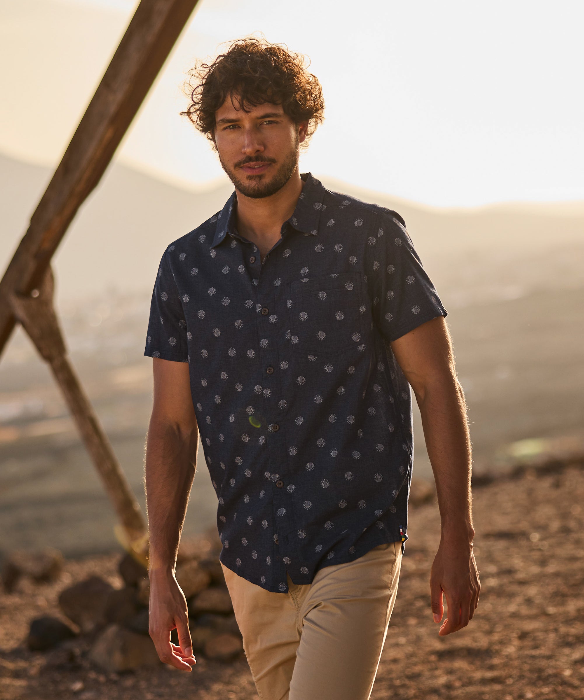 Newar Peacock Short Sleeve Shirt - Rathee Blue