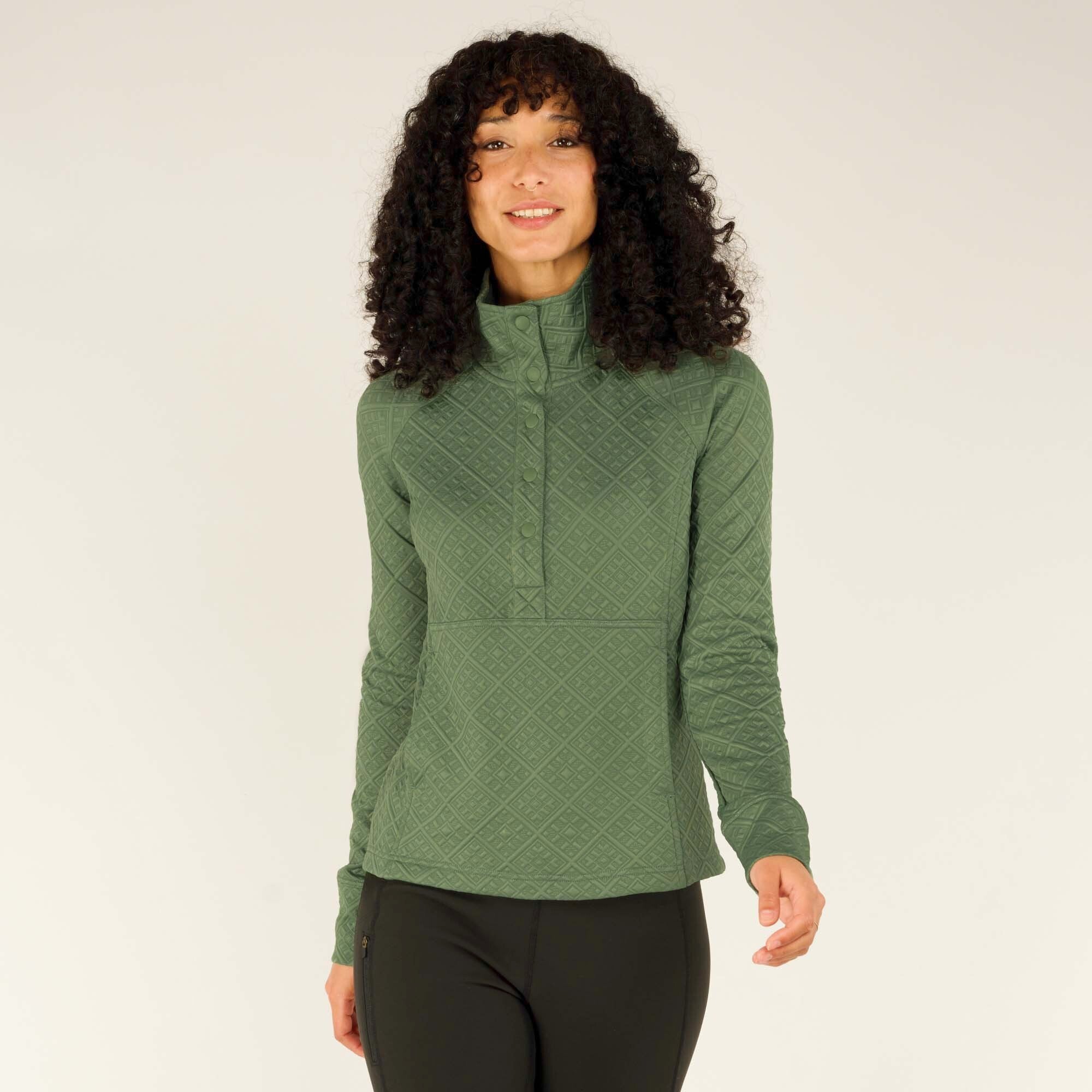Cotton Sweatshirt Mock Collar Green Sweatshirt With White Collar