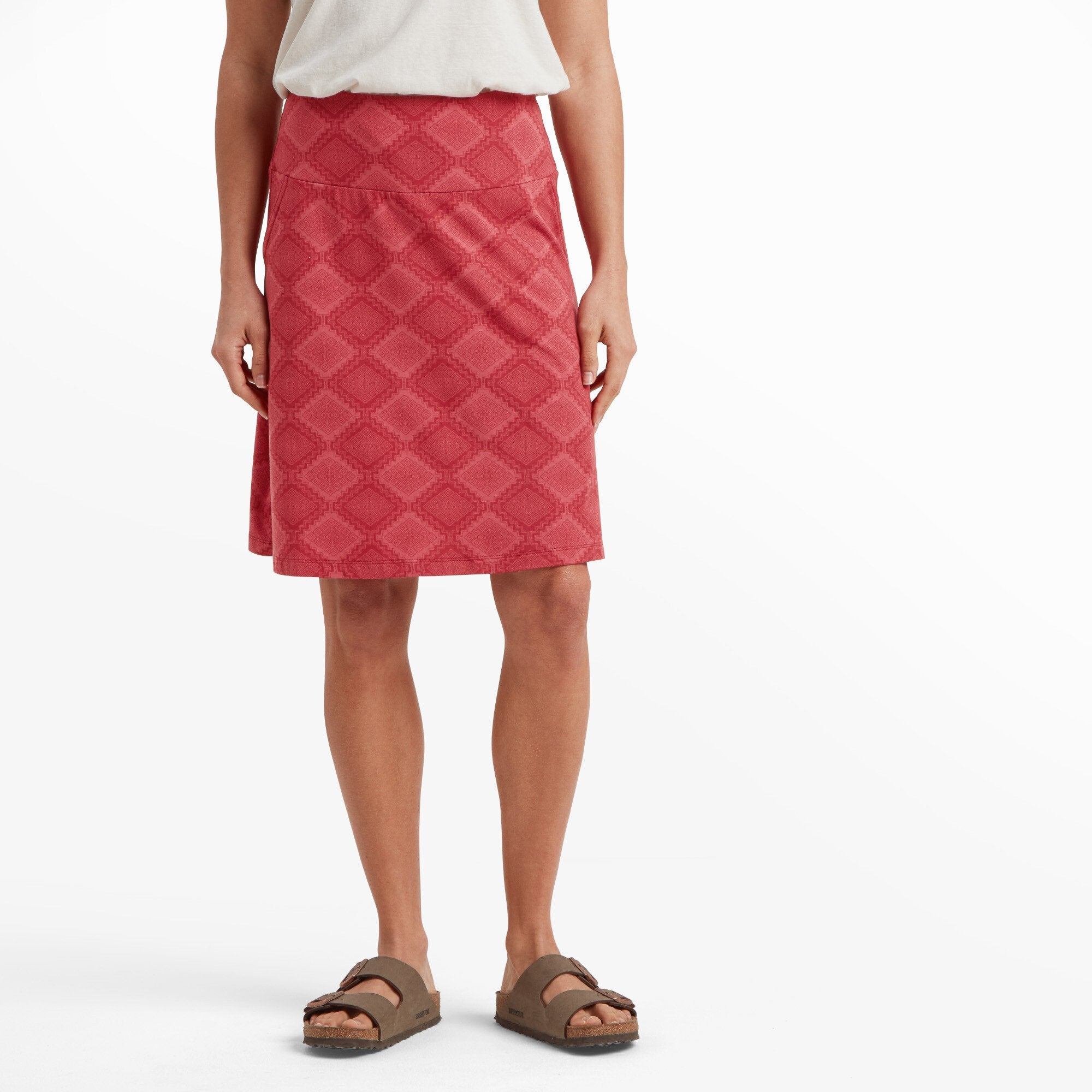 【U LAN】Rope shirring unbalanced skirt Womens Padma Pull On Skirt Red | Sherpa Adventure Gear