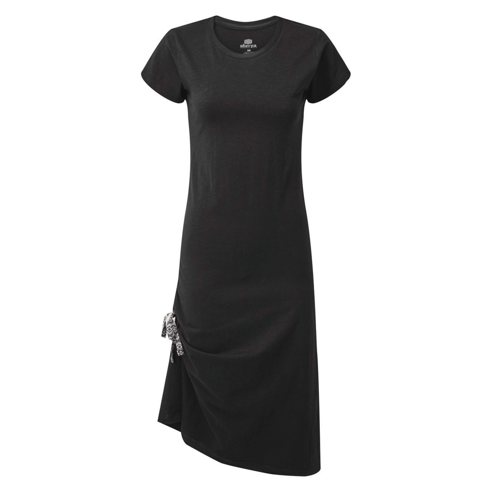 Sherpa Adventure Gear Shaanti Dress in Black with the side ruched