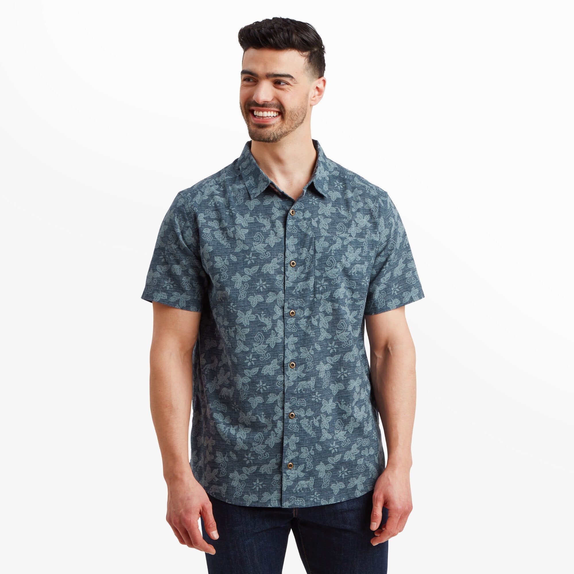 Mens Tiger Floral Shirt Blue | Sherpa Adventure Gear