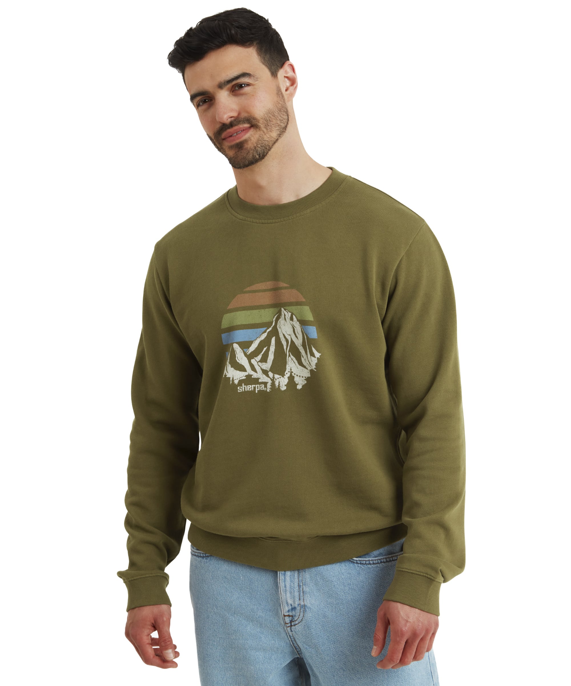 Unisex Pokhara Sunset Crew Moss | Sherpa Adventure Gear