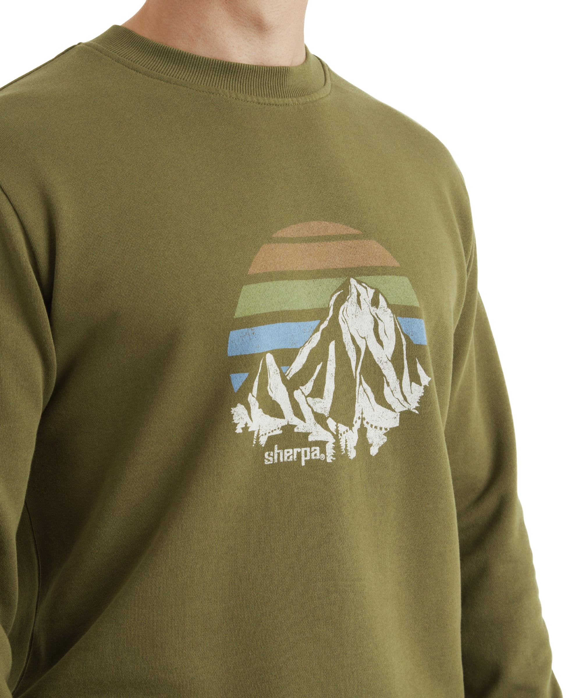 Unisex Pokhara Sunset Crew Moss | Sherpa Adventure Gear