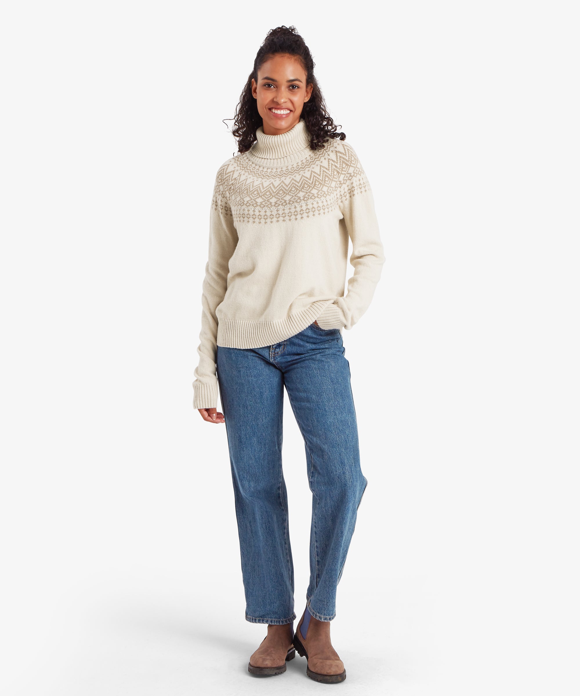 Women's Camkilo Roll Neck Sweater Cream | Sherpa Adventure Gear