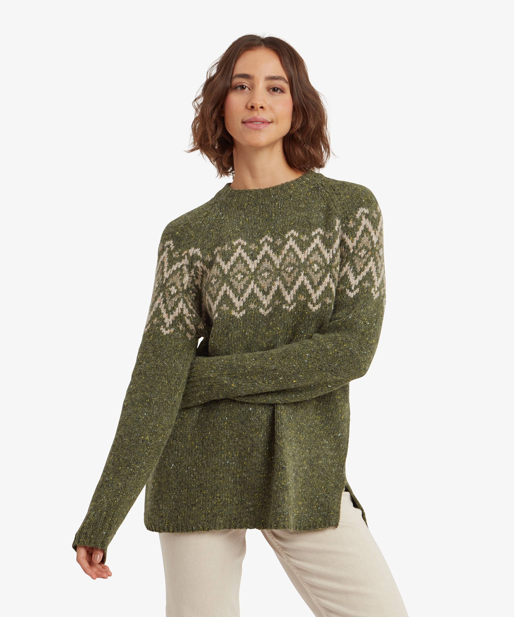 Langer Dumji-Pullover – Immergrün