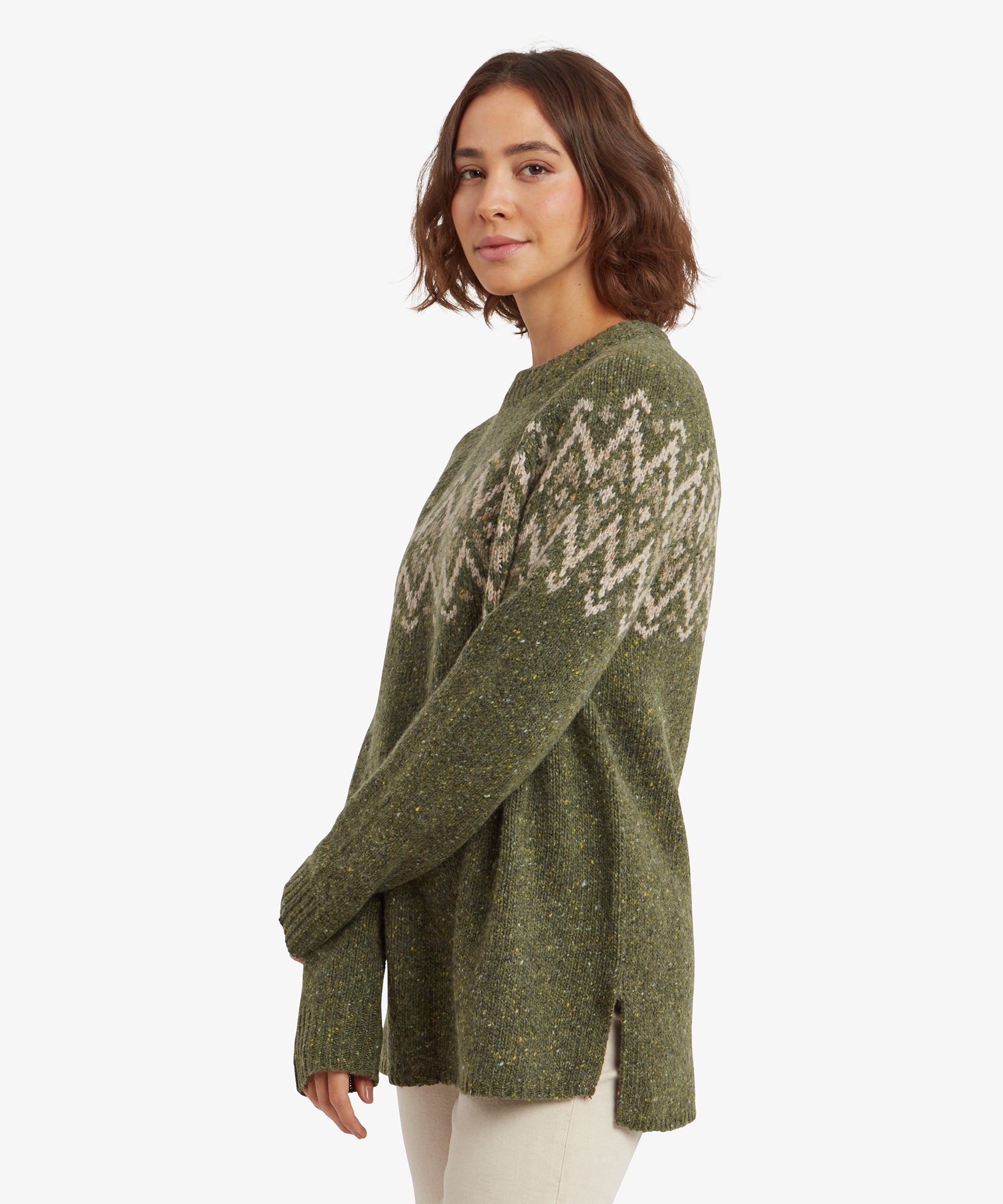 Langer Dumji-Pullover – Immergrün