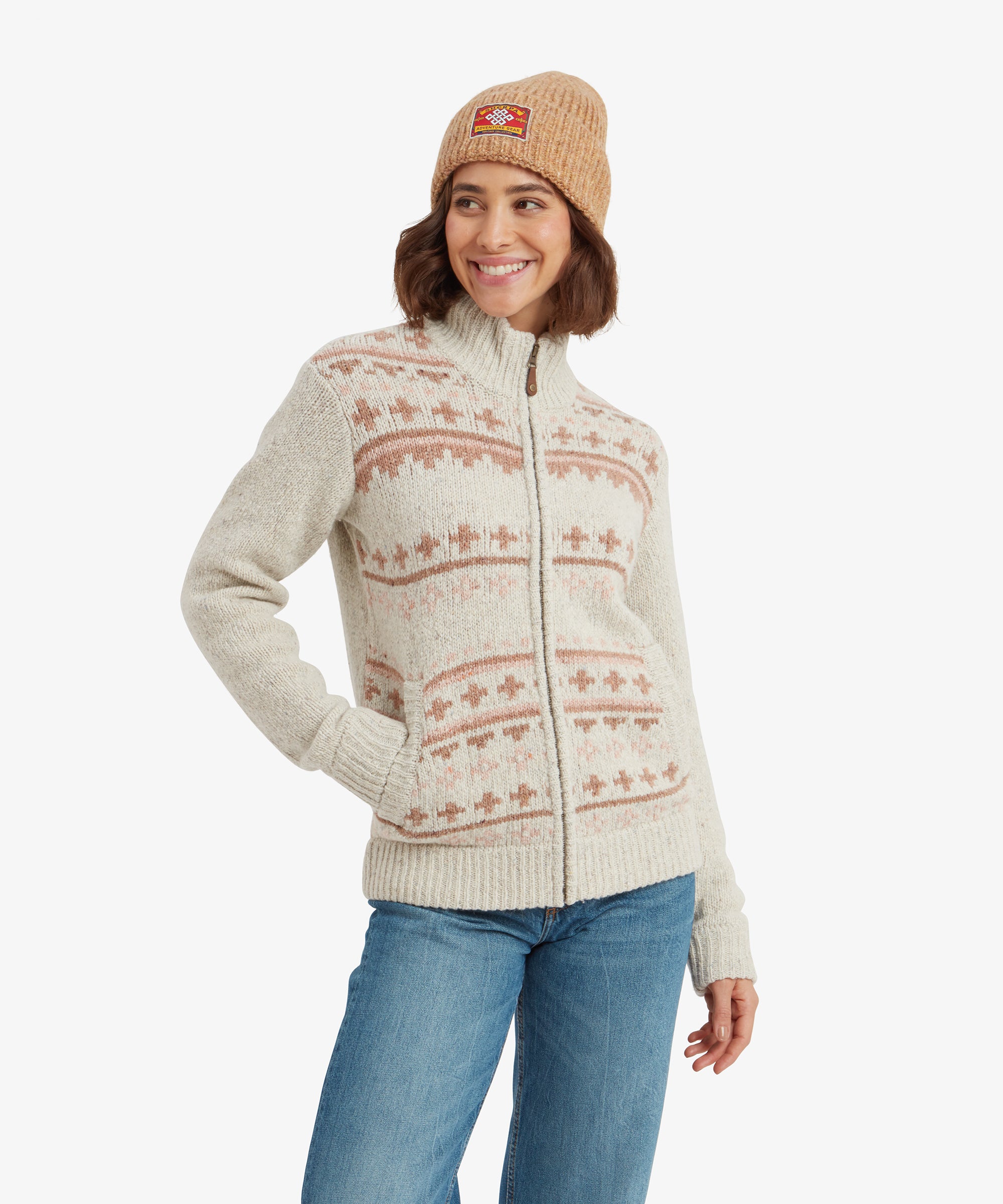 Dumji Strickjacke mit durchgehendem Reißverschluss - Peetho