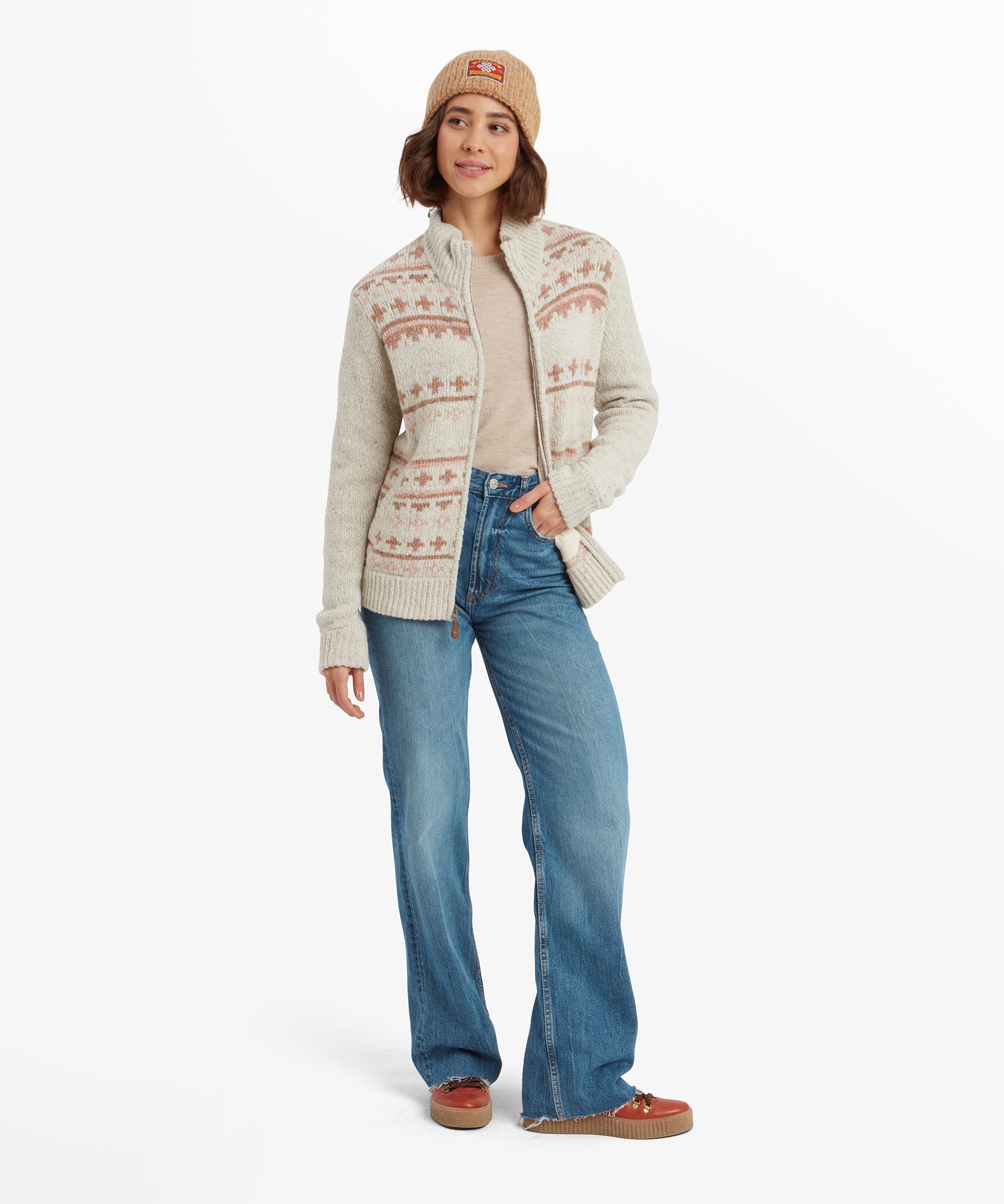 Women's Dumji Full Zip Cardigan Cream | Sherpa Adventure Gear