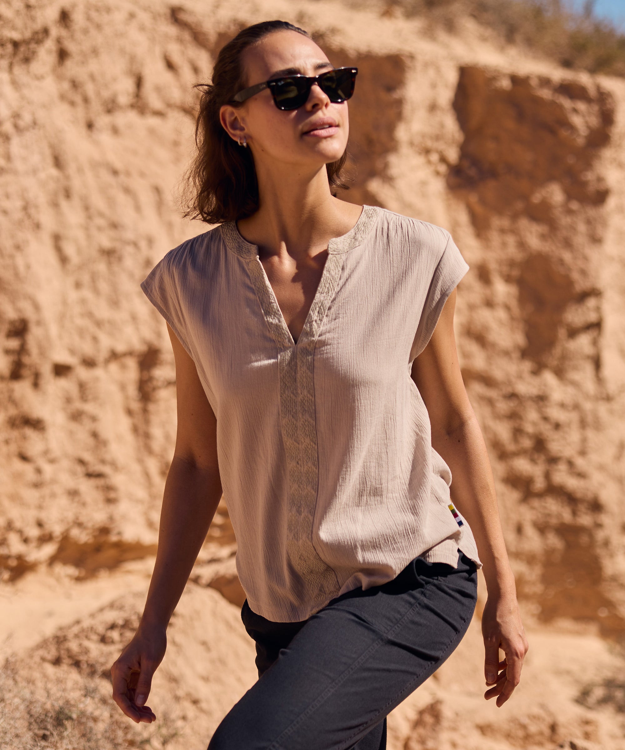 Hara Cap Sleeve Top - Goa Sand