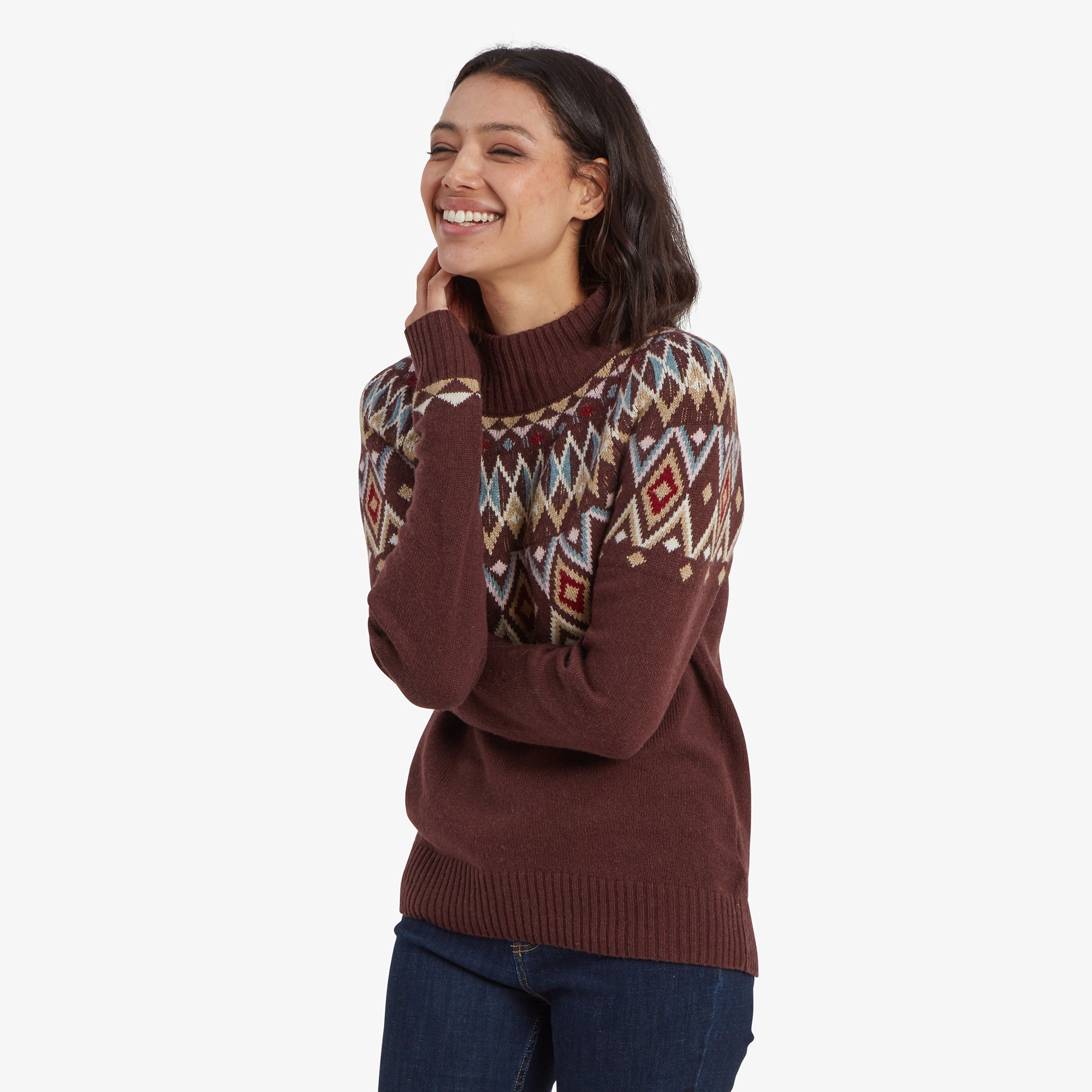 Womens Indu Neck Sweater Red | Sherpa Adventure Gear