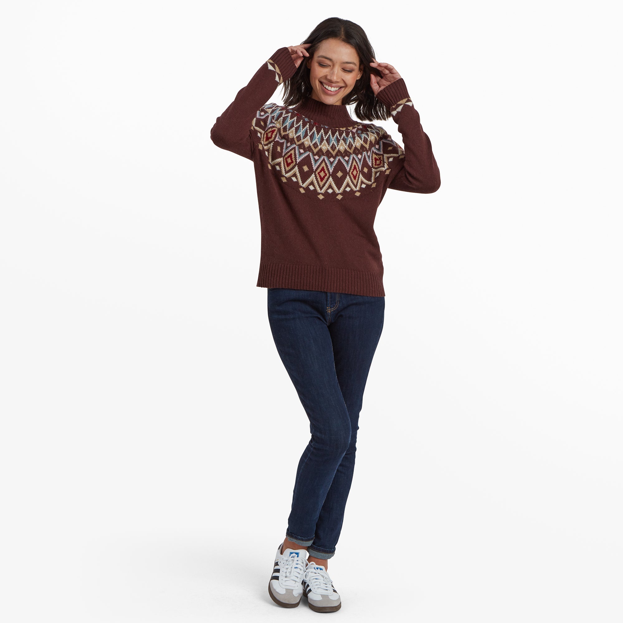 Womens Indu Neck Sweater Red | Sherpa Adventure Gear
