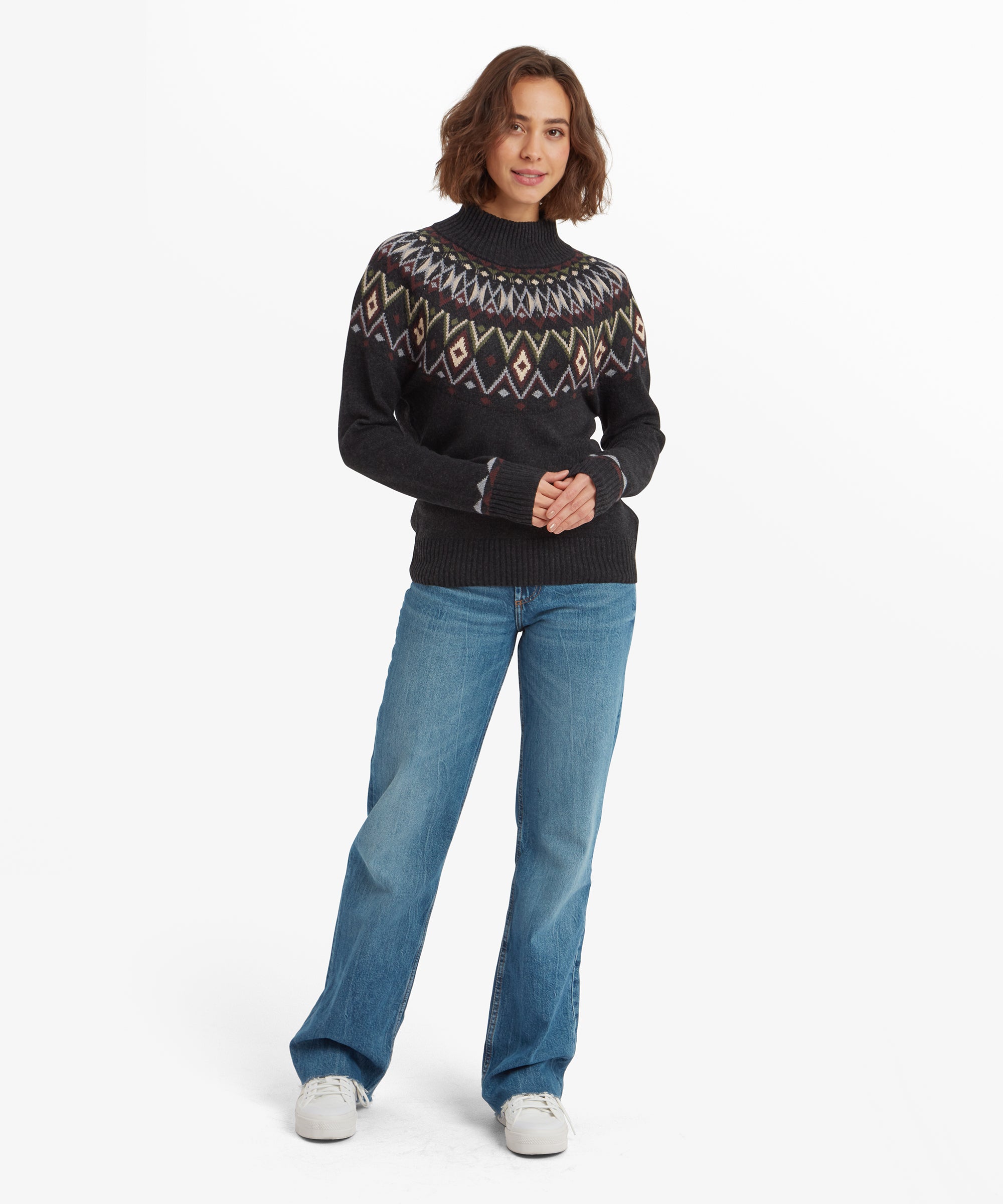 Women's Indu Mock Neck Sweater Black | Sherpa Adventure Gear
