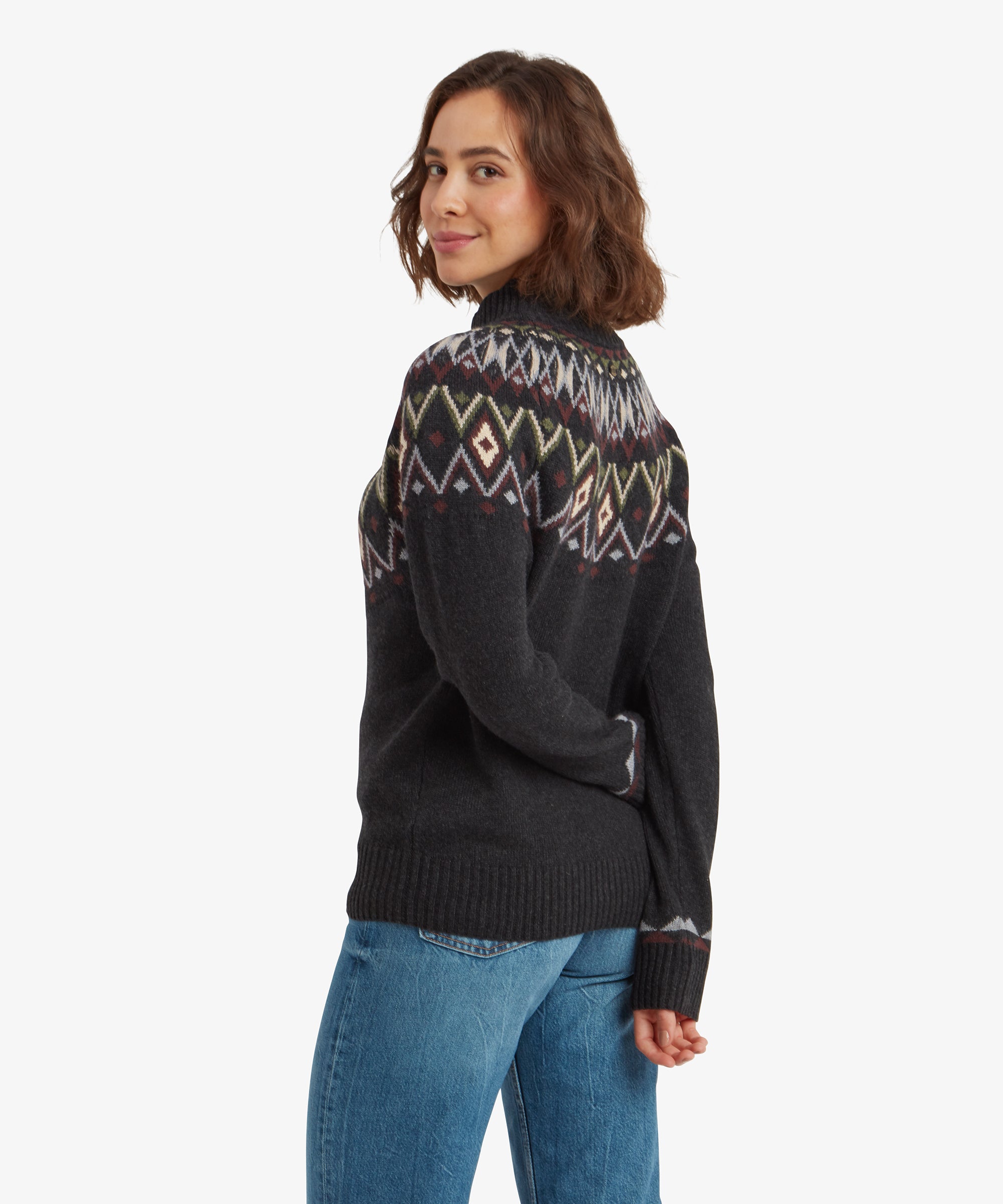 Women's Indu Mock Neck Sweater Black | Sherpa Adventure Gear