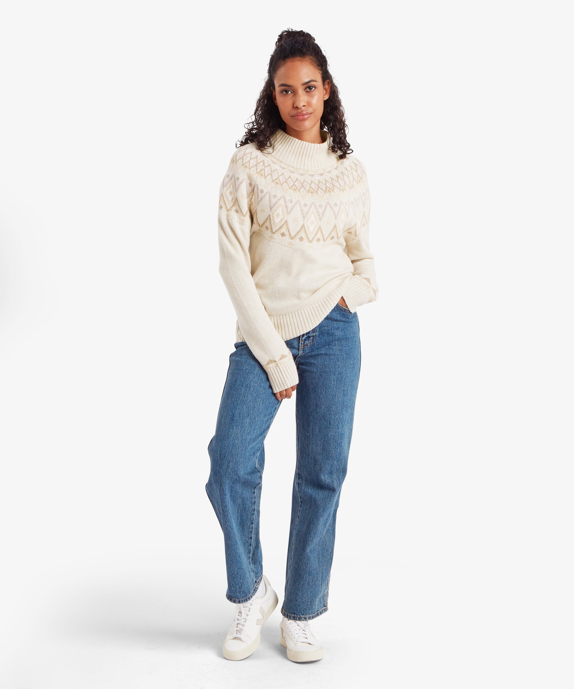 Women's Indu Mock Neck Sweater Cream | Sherpa Adventure Gear