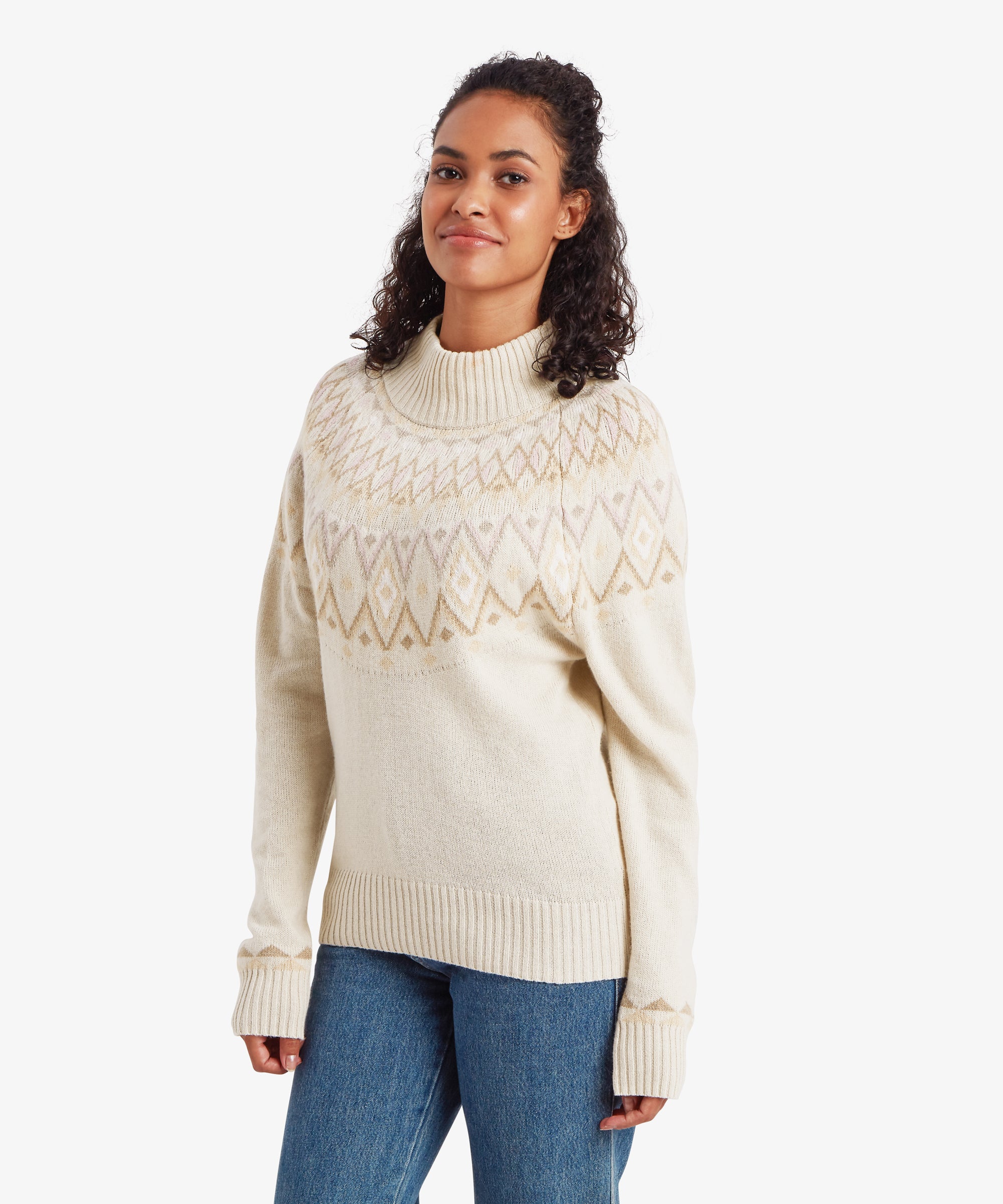 Women's Indu Mock Neck Sweater Cream | Sherpa Adventure Gear