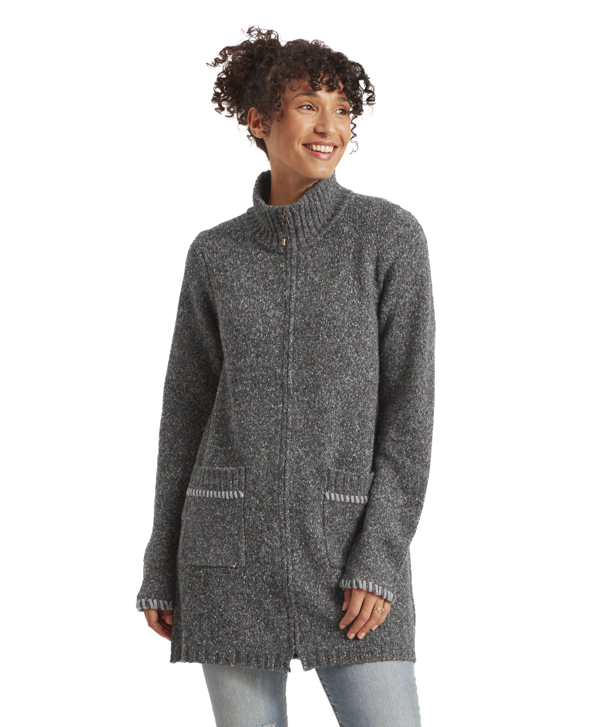 Women's Full Zip Cardigan Coat Grey | Sherpa Adventure Gear