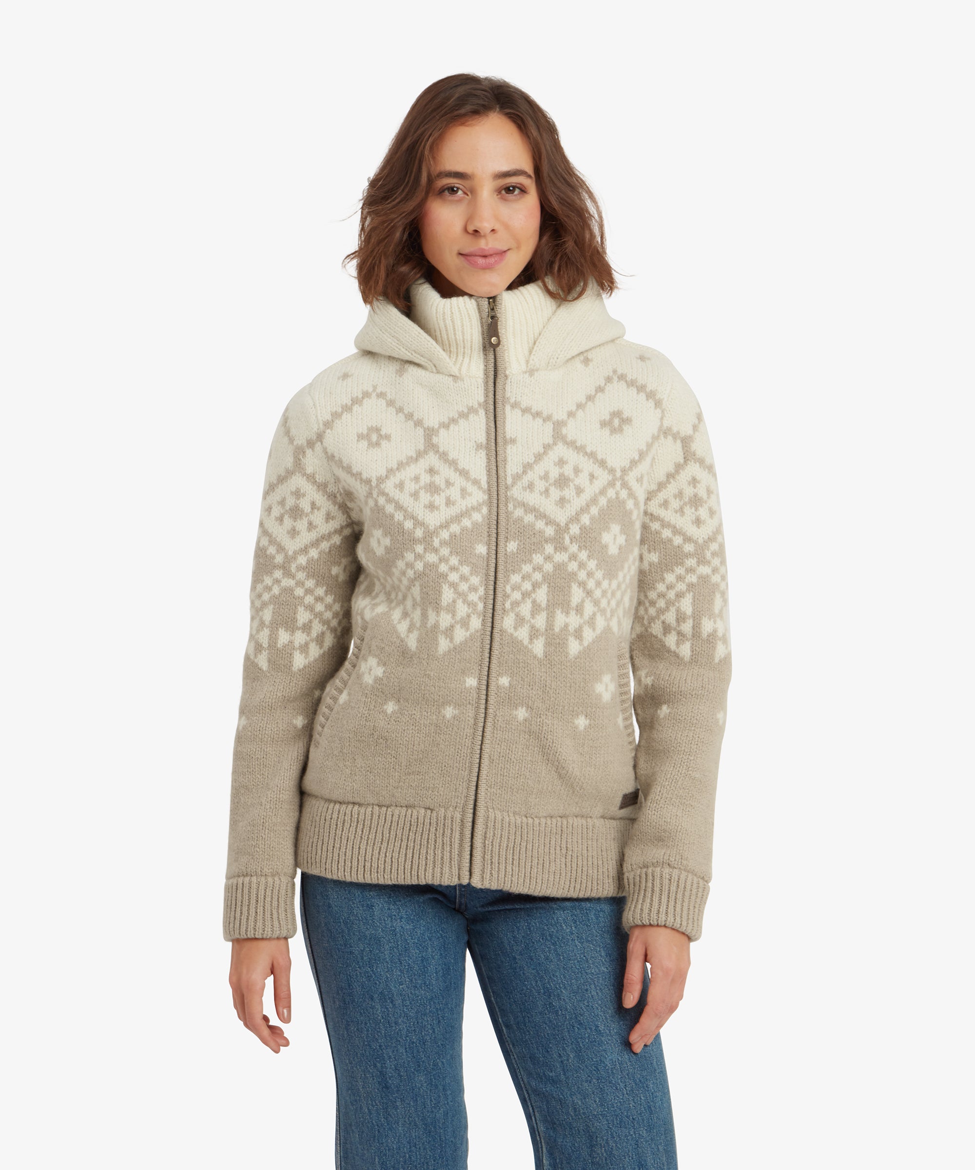 Kirtipur Full Zip Sweater - Cream