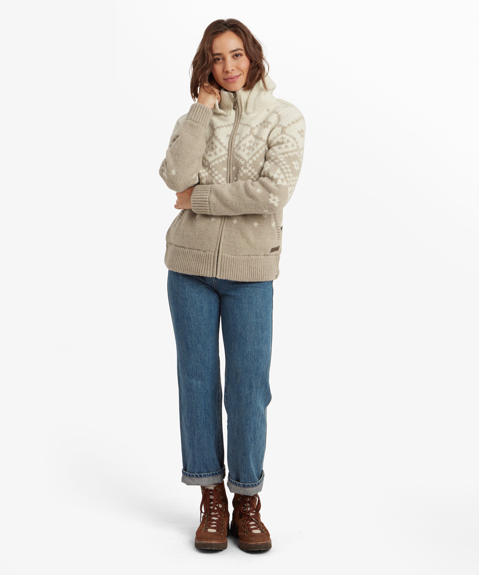 Kirtipur Full Zip Sweater - Cream