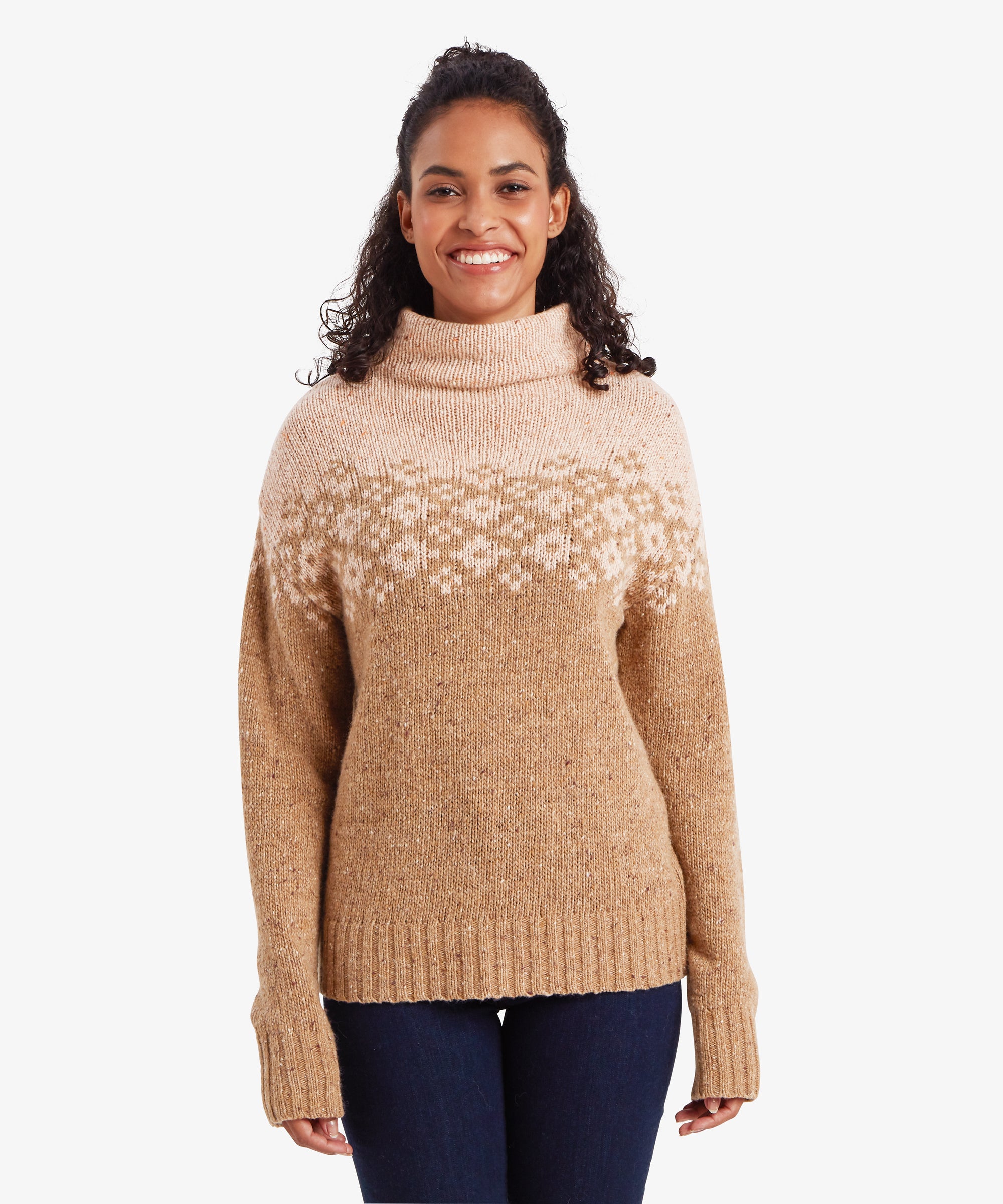 【S.N.Y.G.O】Mandara Women's Mandari Mock Neck Sweater Brown | Sherpa Adventure Gear