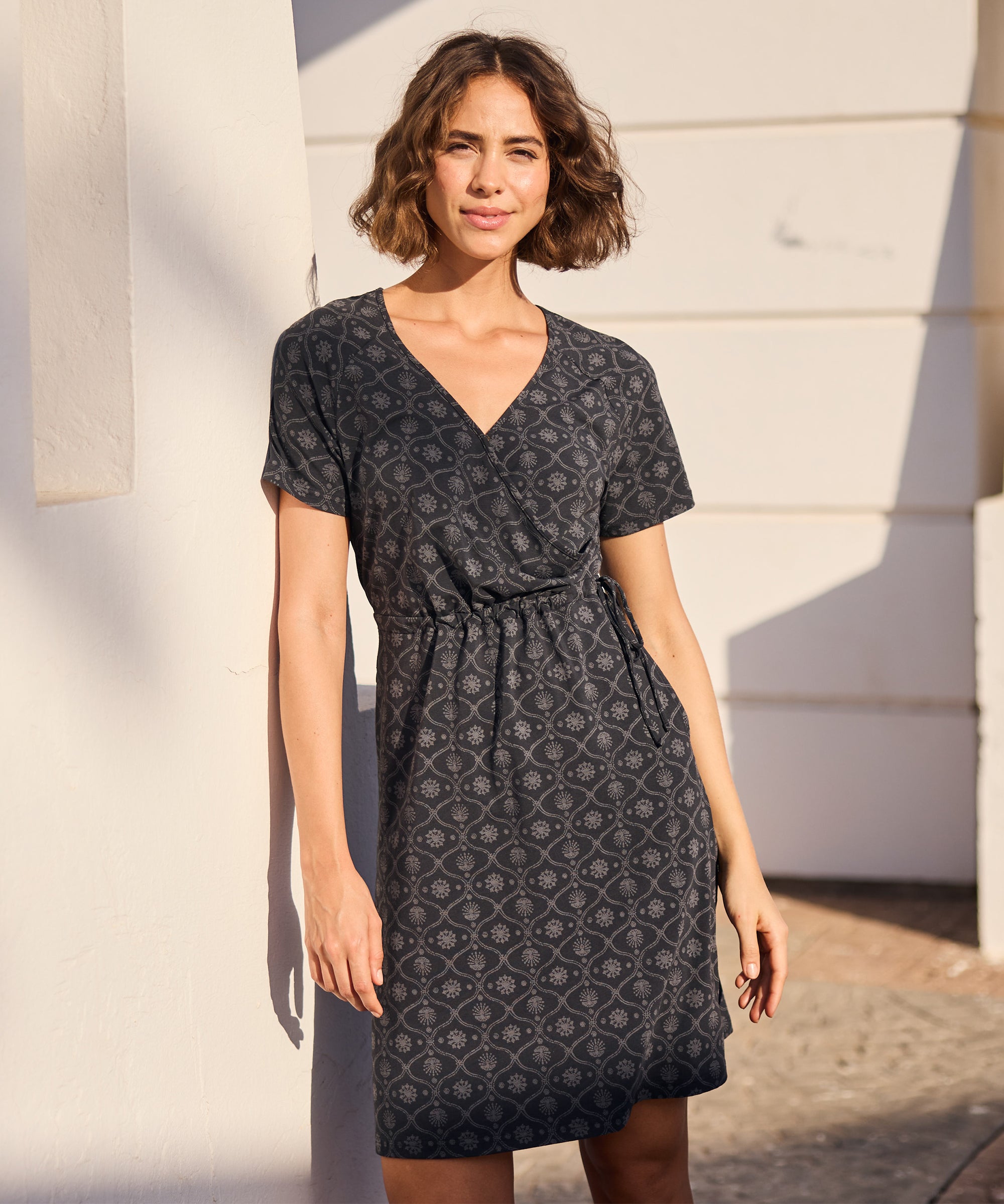 Womens Neha Faux Wrap Dress Black Sublime | Sherpa Adventure Gear