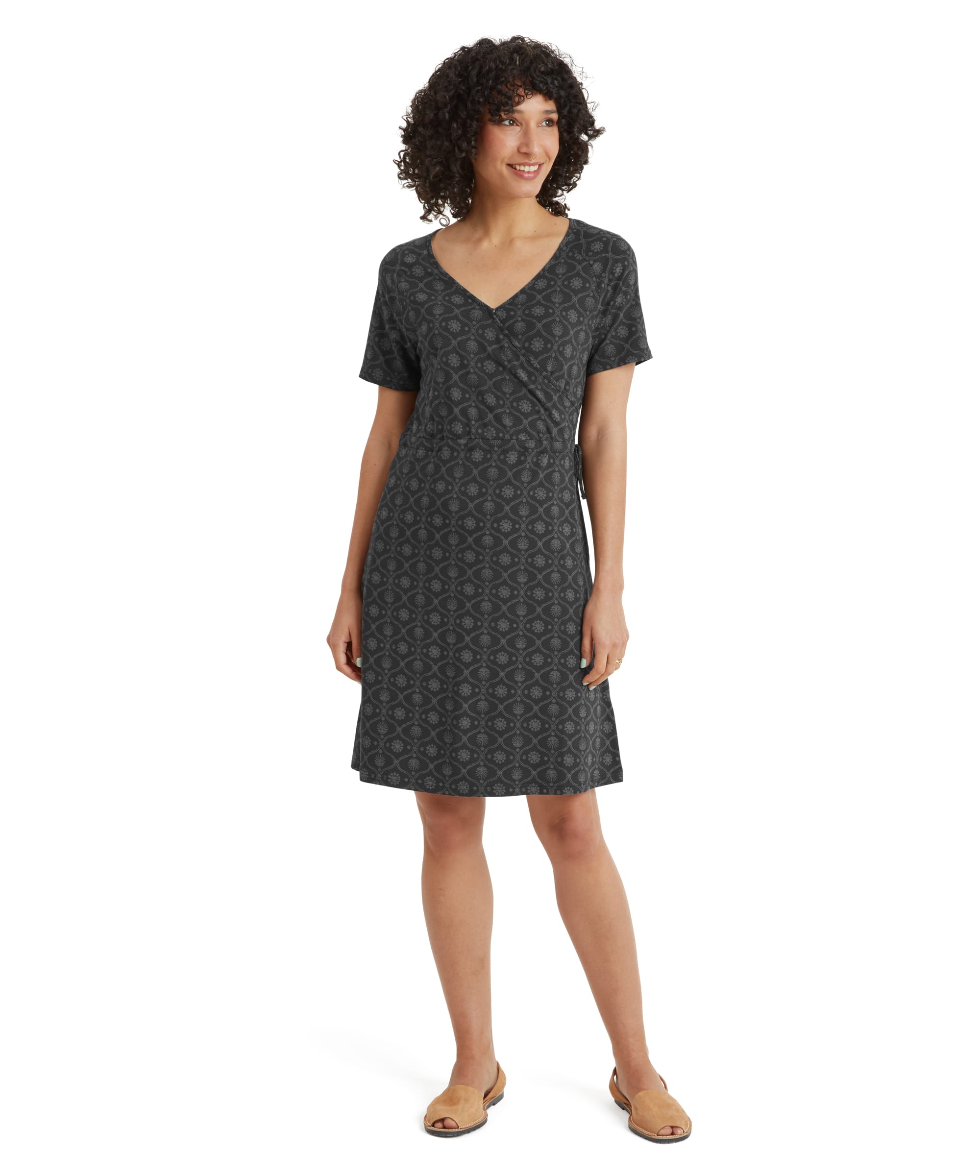 Womens Neha Faux Wrap Dress Black Sublime | Sherpa Adventure Gear