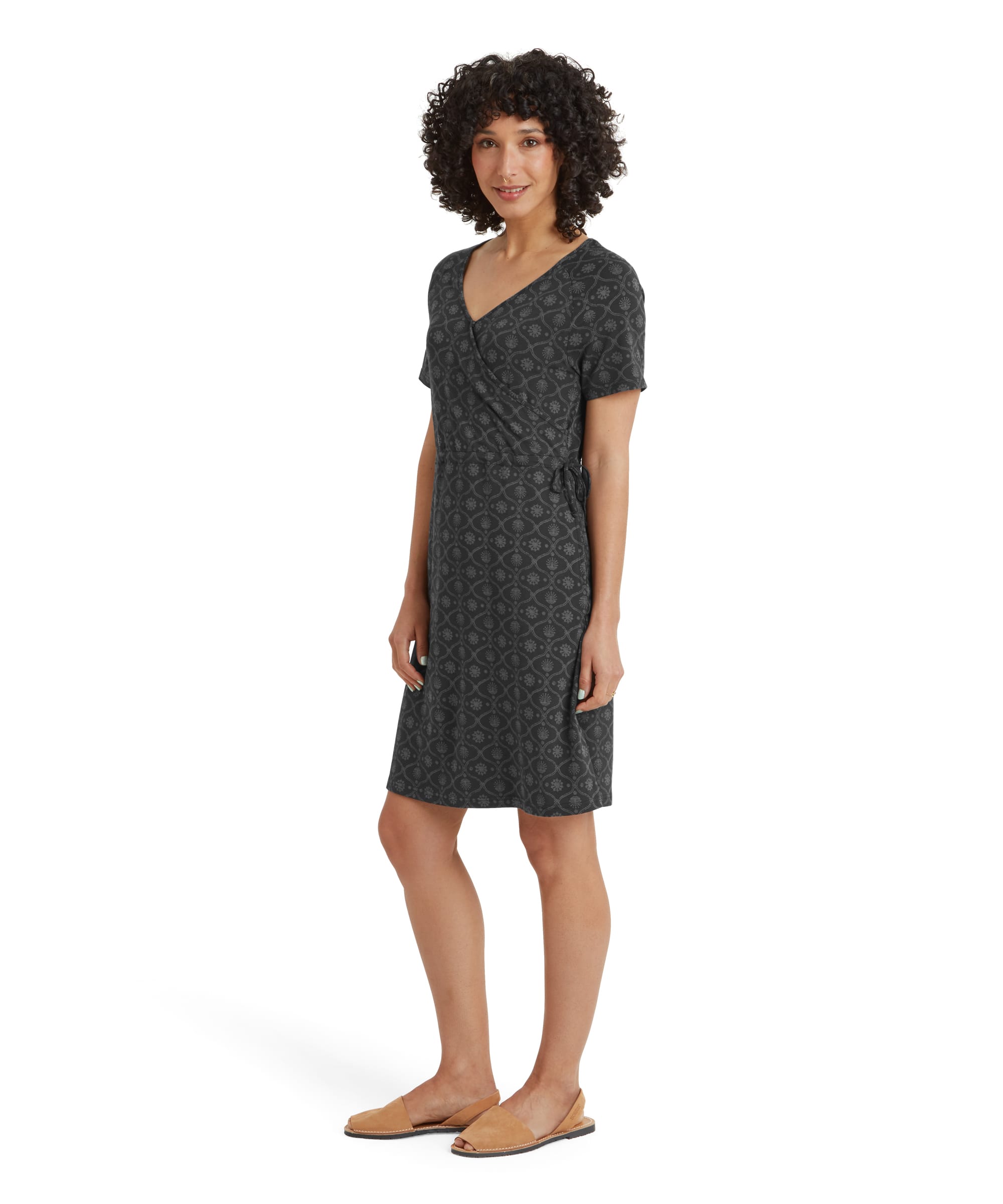 Womens Neha Faux Wrap Dress Black Sublime | Sherpa Adventure Gear